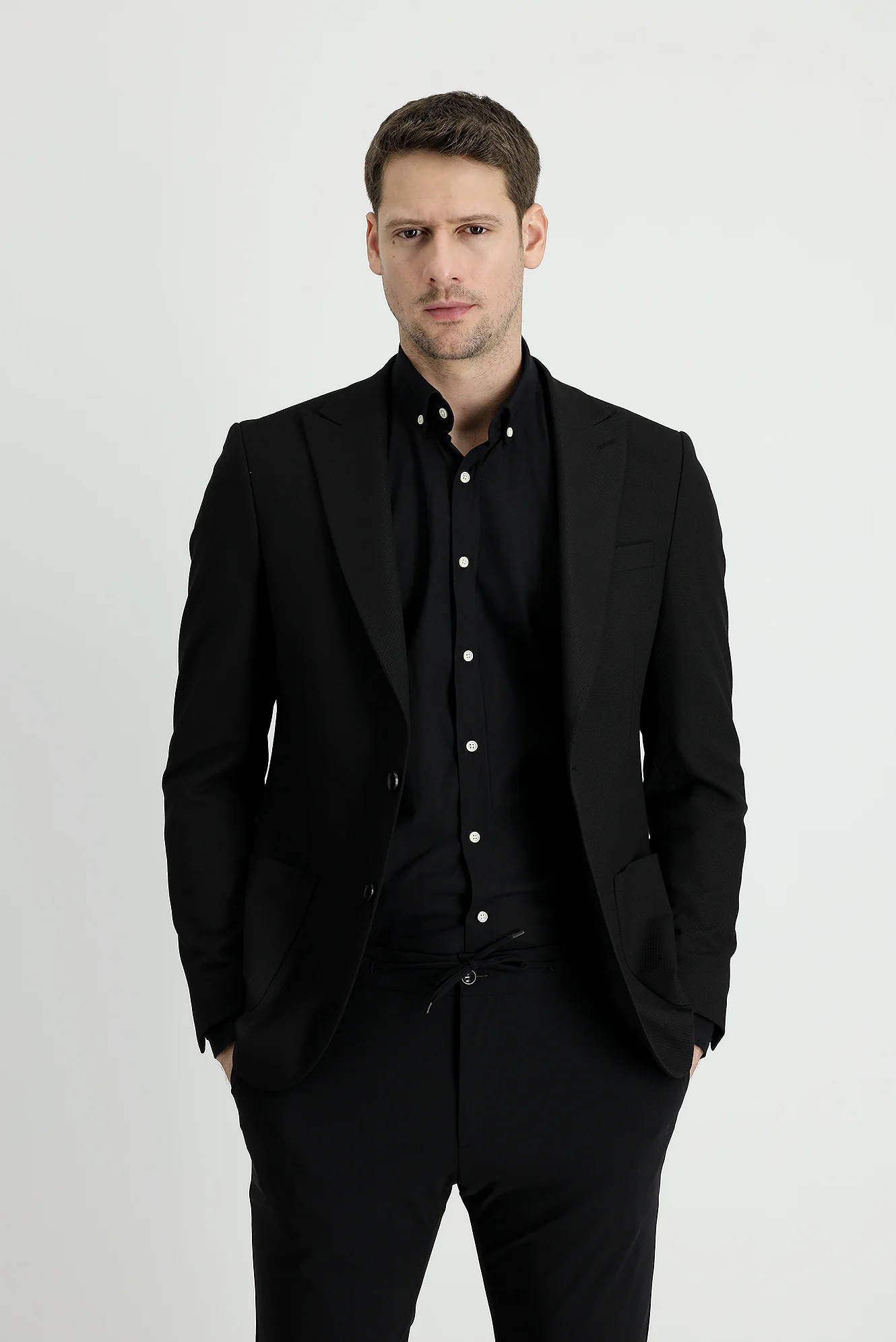 Siyah 4 Drop Relaxed Fit Rahat Kesim Klasik Ceket