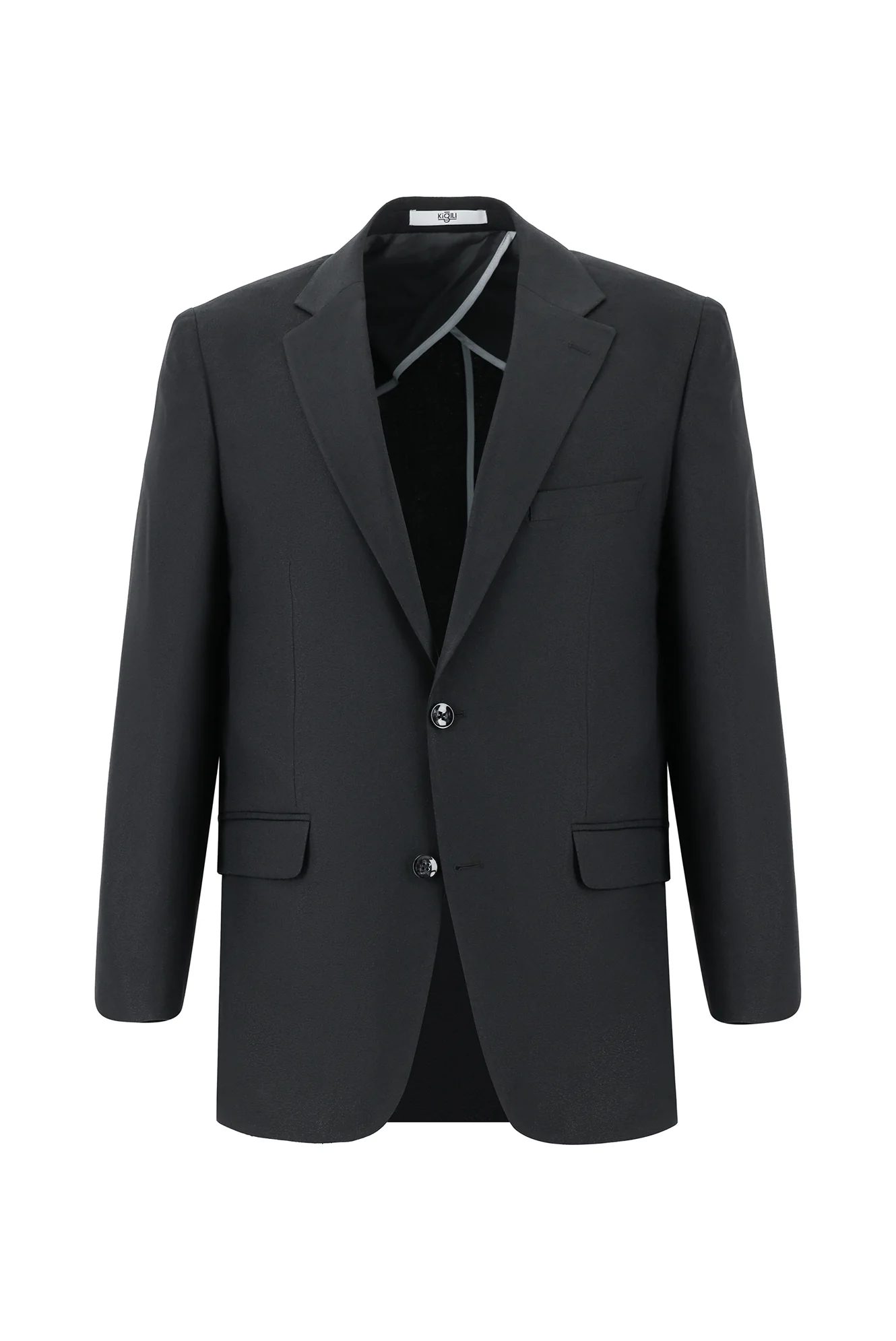 Siyah 4 Drop Relaxed Fit Rahat Kesim Klasik Desenli Ceket