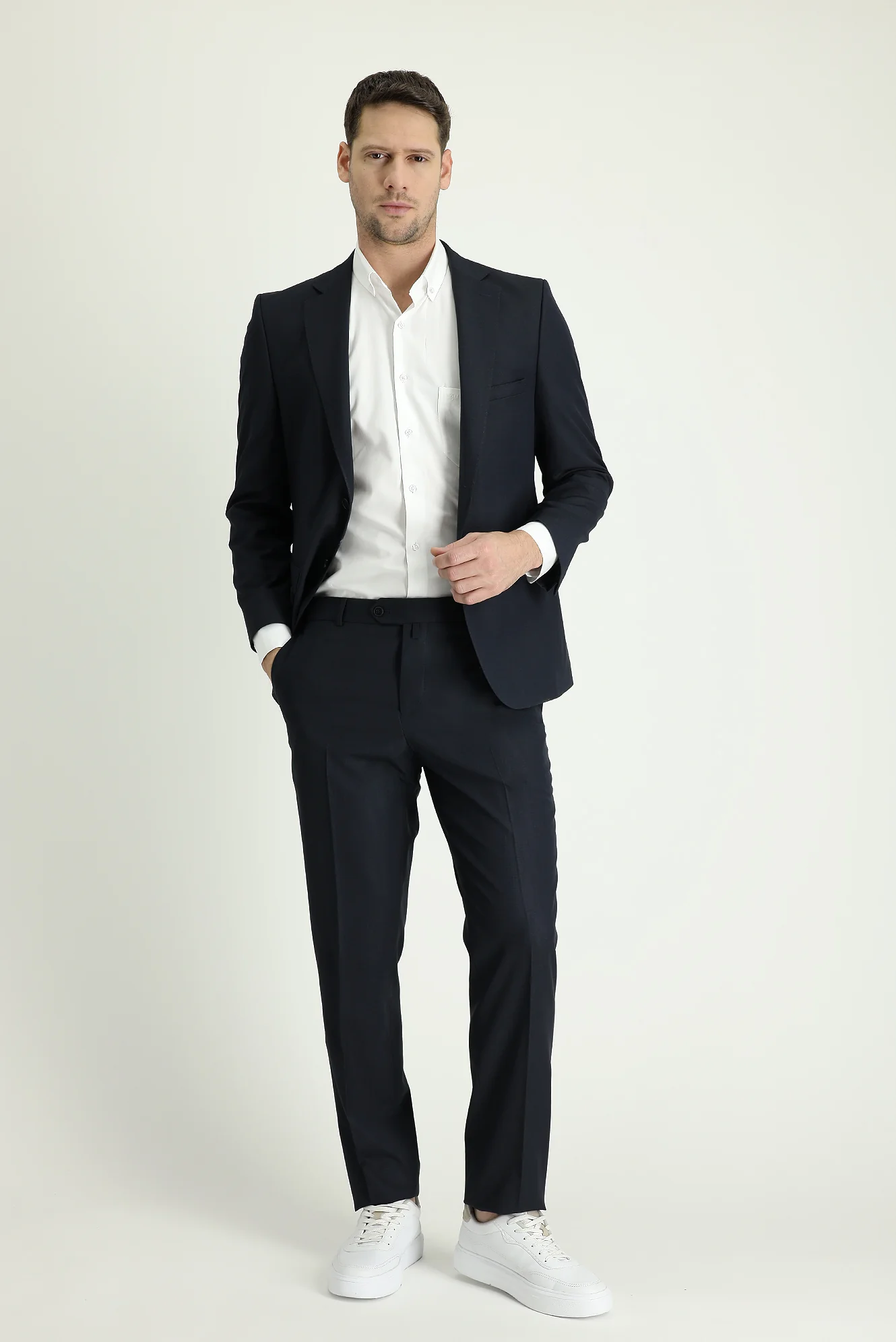Siyah 4 Drop Relaxed Fit Rahat Kesim Desenli Takım Elbise - Image 2
