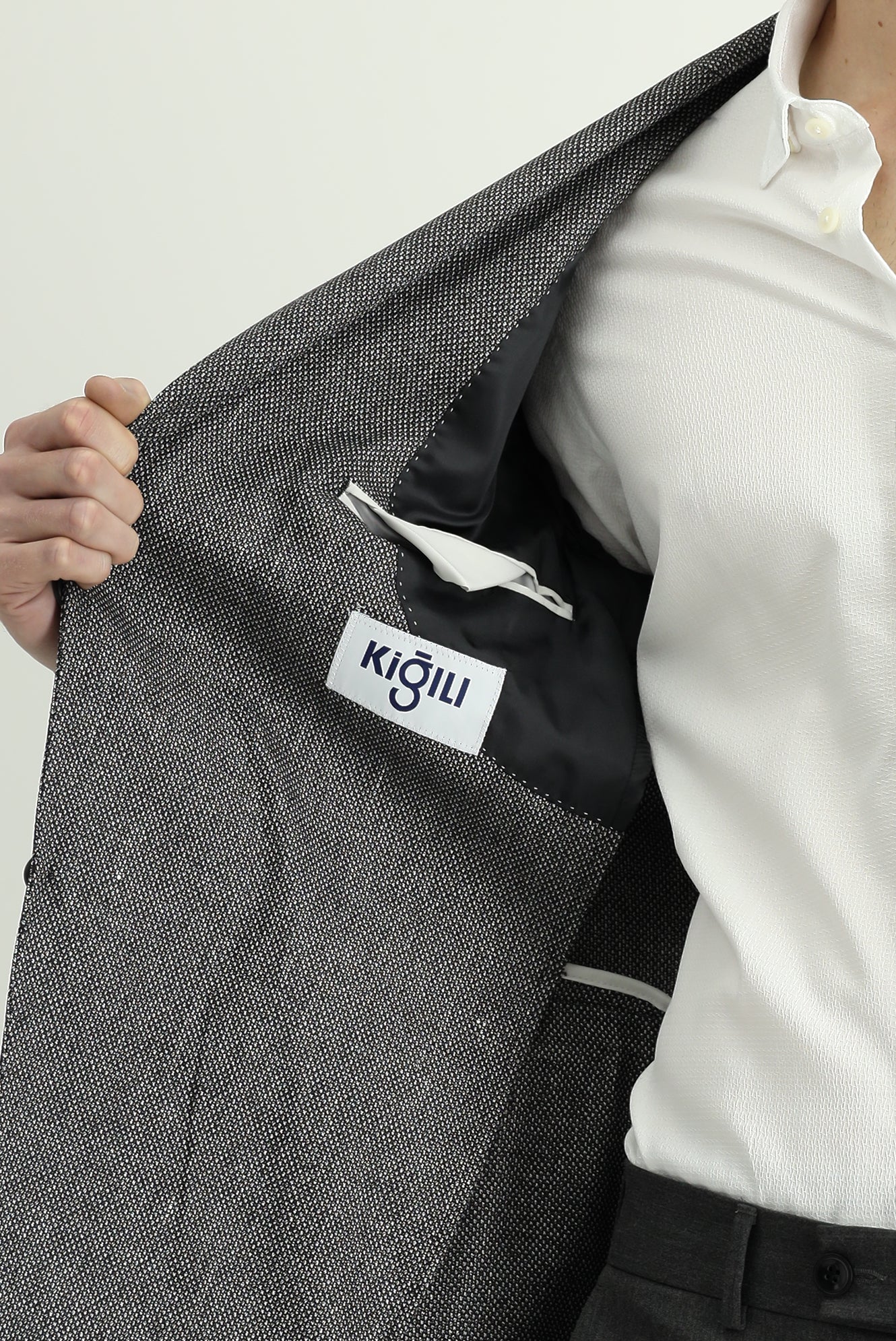 Siyah 4 Drop Relaxed Fit Rahat Kesim Klasik Keten Karışımlı Desenli Ceket - Image 6