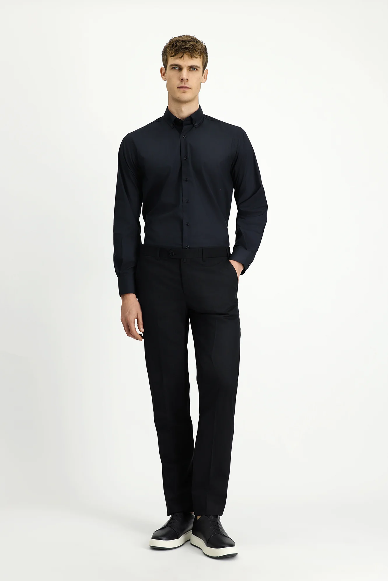 Siyah 4 Drop Relaxed Fit Rahat Kesim Klasik Kumaş Pantolon - Image 3