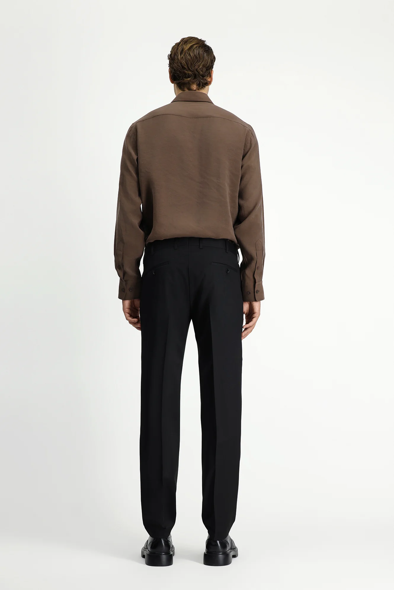Siyah 4 Drop Relaxed Fit Rahat Kesim Klasik Kumaş Pantolon - Image 4