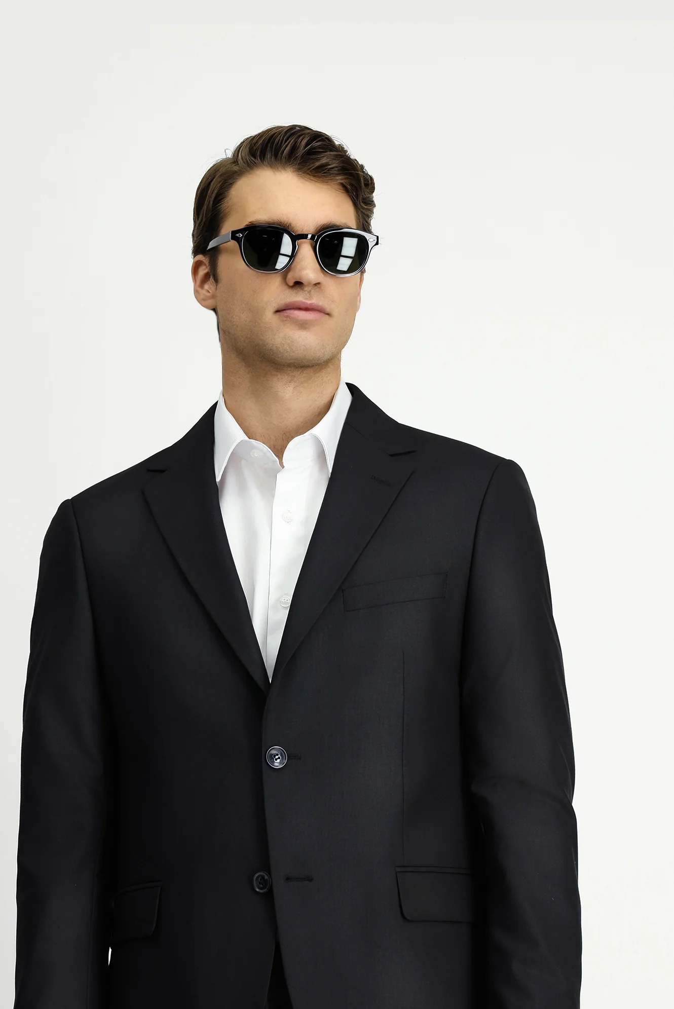 Siyah 4 Drop Relaxed Fit Rahat Kesim Mono Yaka Takım Elbise - Image 5