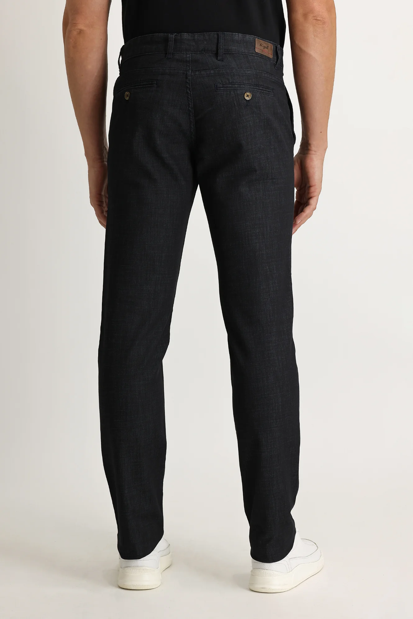 Siyah Relaxed Fit Rahat Kesim Likralı Denim Look Pantolon - Image 4