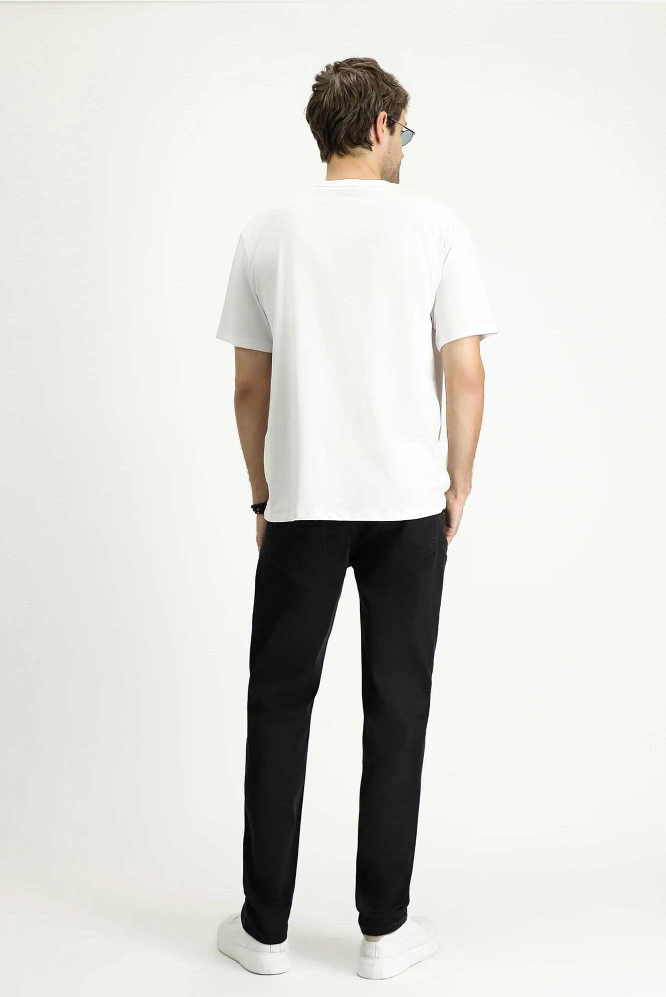 Siyah Relaxed Fit Rahat Kesim Likralı Denim Look Pantolon - Image 5
