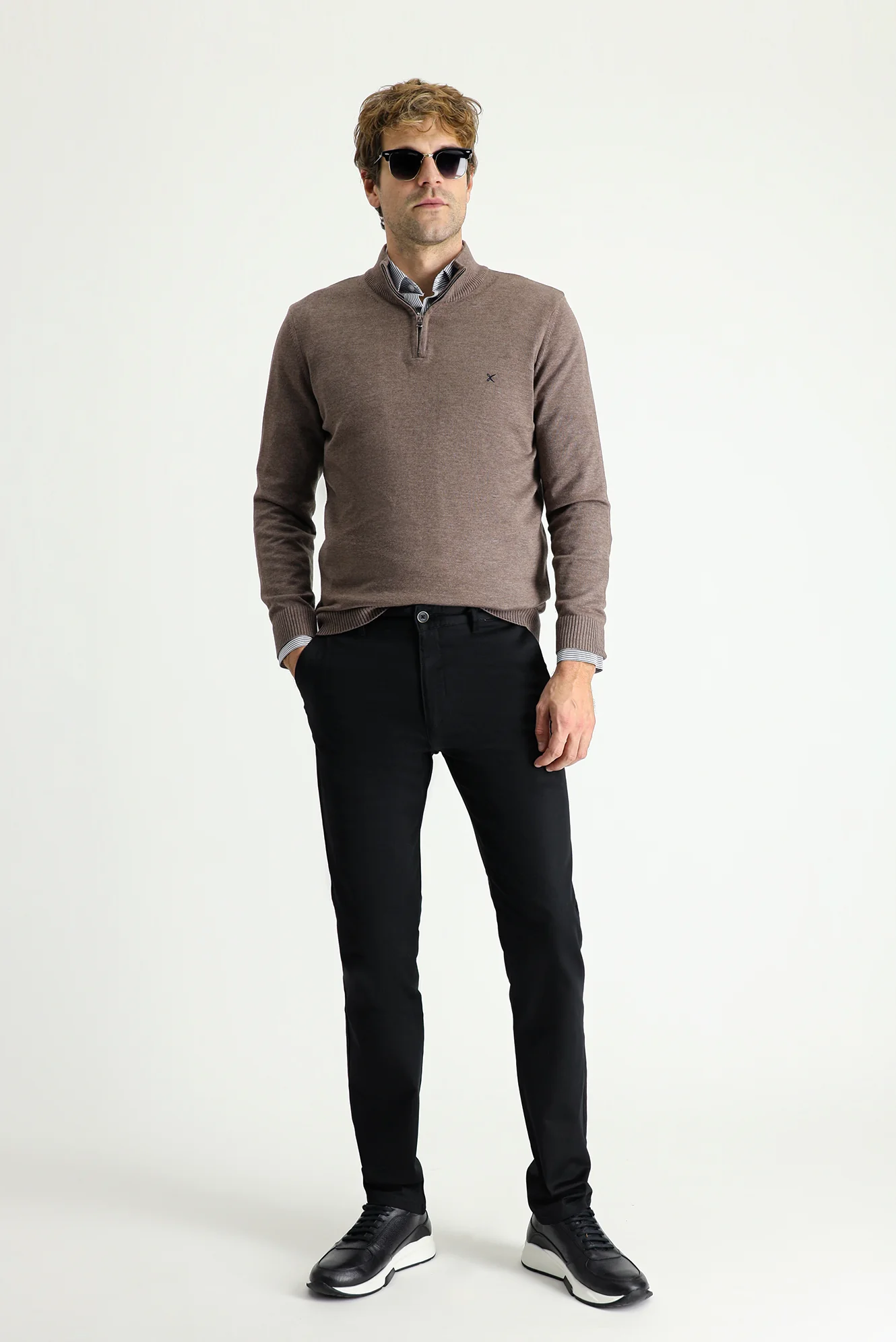Siyah Relaxed Fit Rahat Kesim Likralı Kanvas / Chino Pantolon