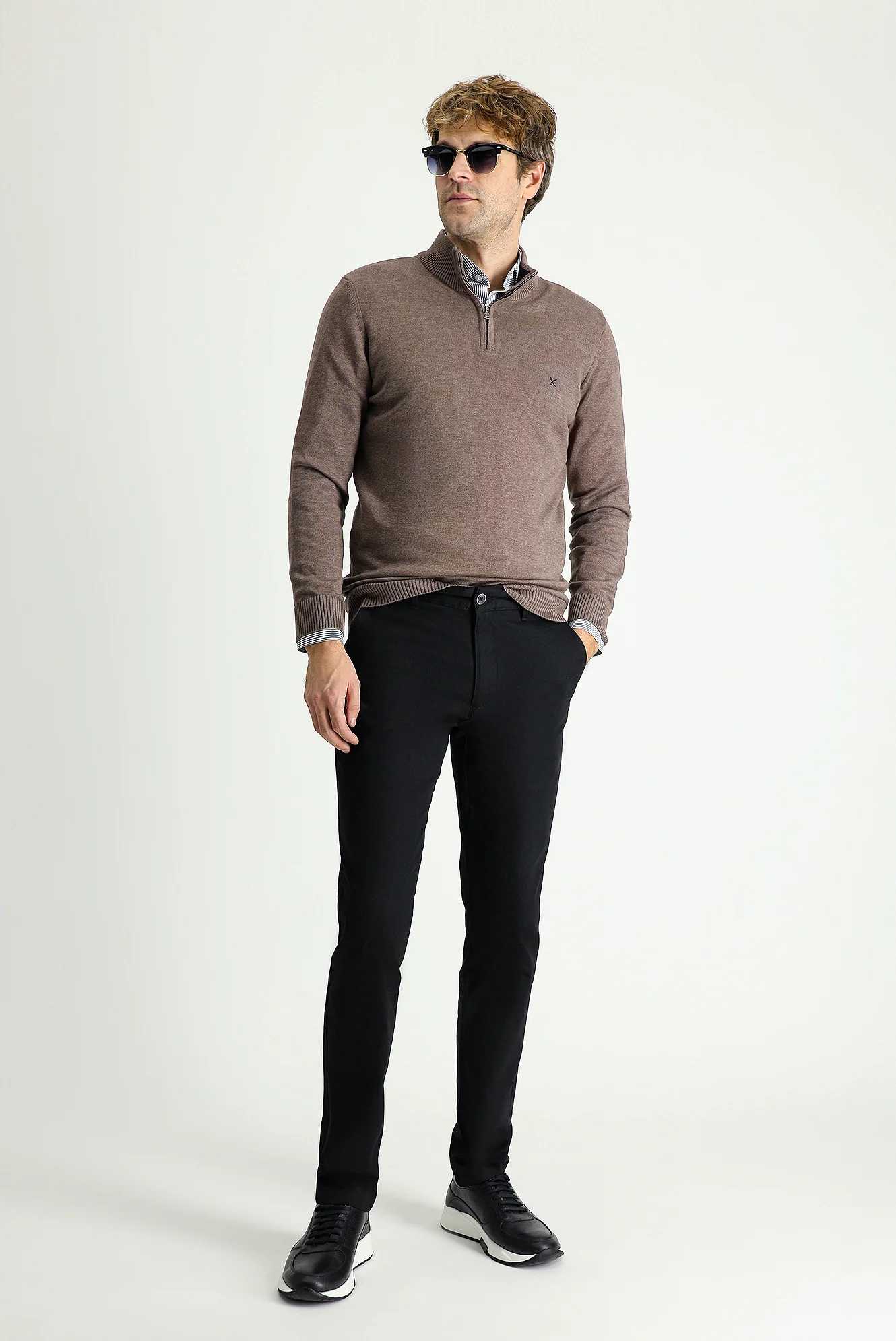 Siyah Relaxed Fit Rahat Kesim Likralı Kanvas / Chino Pantolon - Image 2