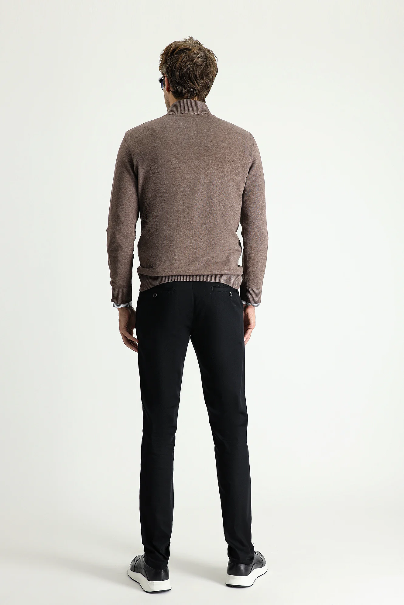 Siyah Relaxed Fit Rahat Kesim Likralı Kanvas / Chino Pantolon - Image 4