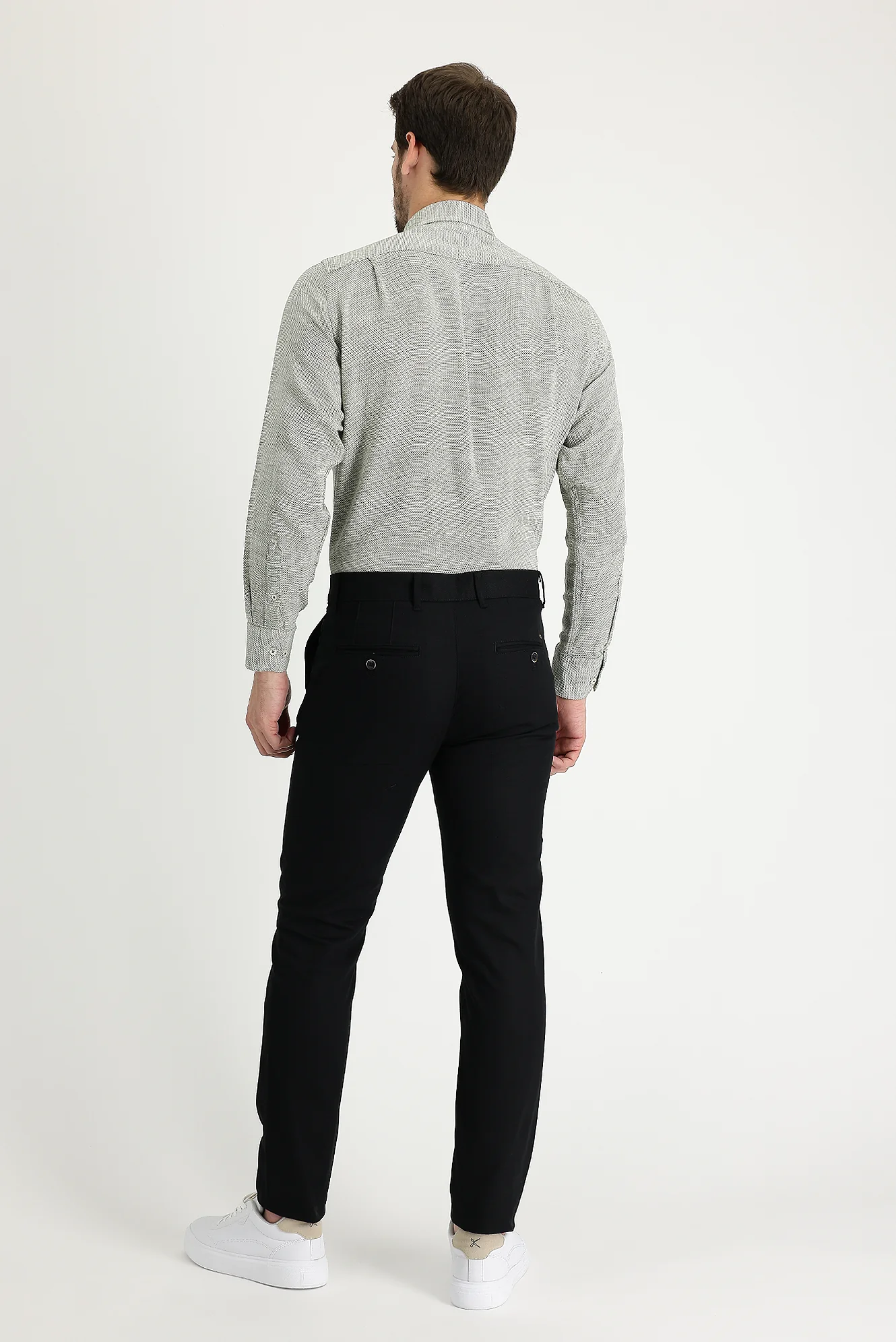 Siyah Relaxed Fit Rahat Kesim Likralı Kanvas / Chino Pantolon - Image 3