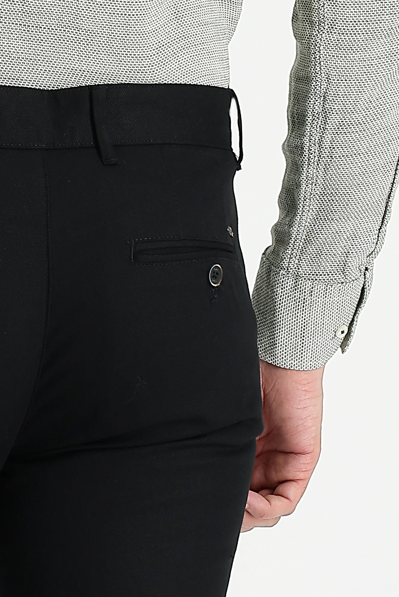 Siyah Relaxed Fit Rahat Kesim Likralı Kanvas / Chino Pantolon - Image 4