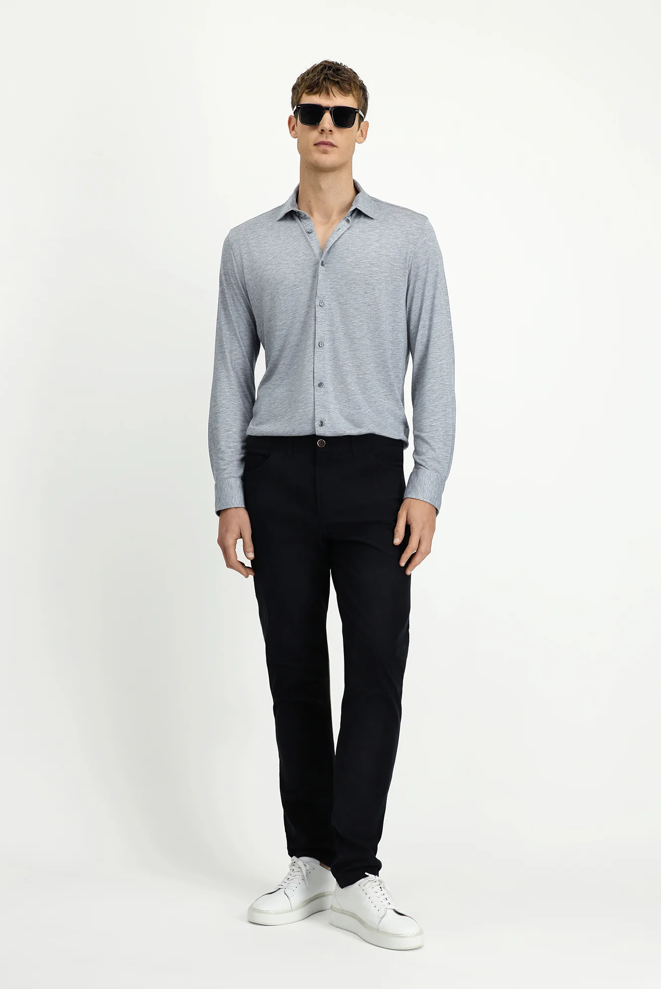 Siyah Relaxed Fit Rahat Kesim Likralı Yandan Cepli Kanvas / Chino Pantolon - Image 2