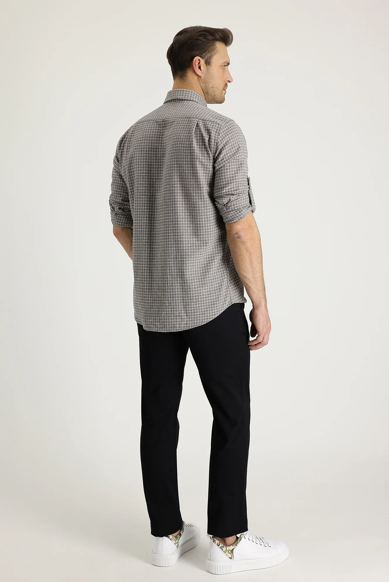 Siyah Relaxed Fit Rahat Kesim Pamuk Kanvas / Chino Pantolon - Image 3