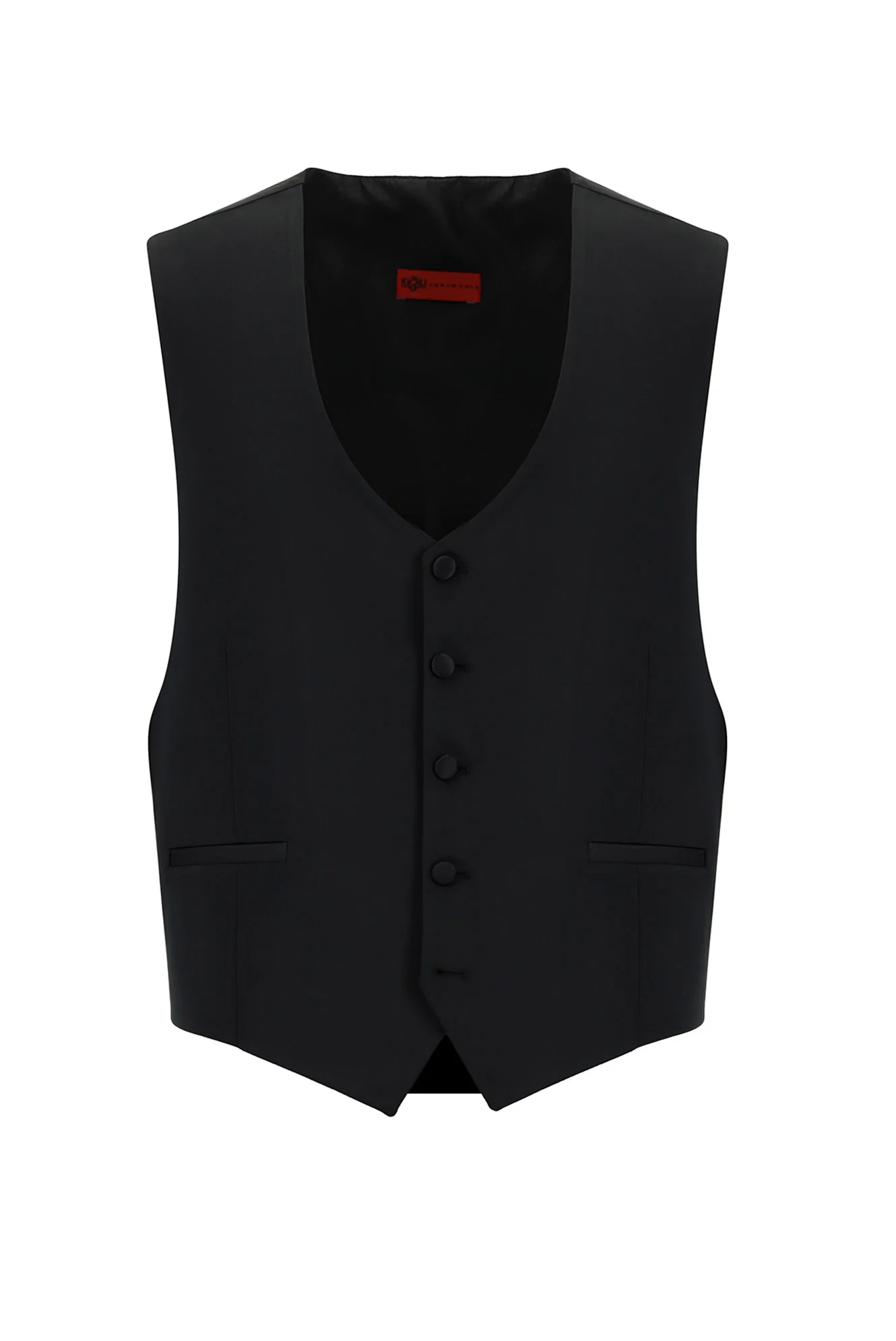 Siyah 4 Drop Relaxed Fit Rahat Kesim Şal Yaka Yünlü Yelekli Smokin & Damatlık - Image 4