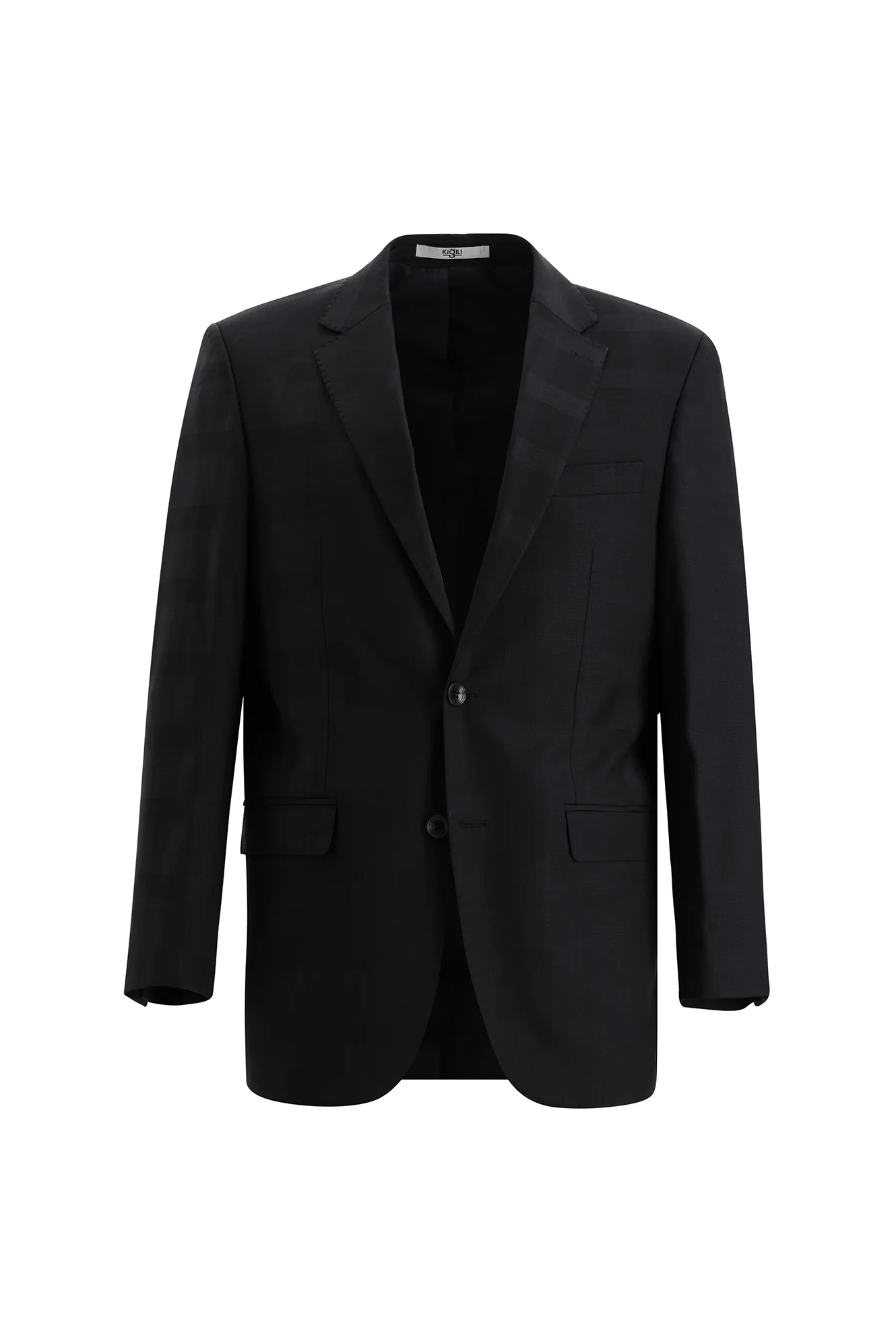 Siyah 4 Drop Relaxed Fit Rahat Kesim Yünlü Ekose Takım Elbise - Image 2
