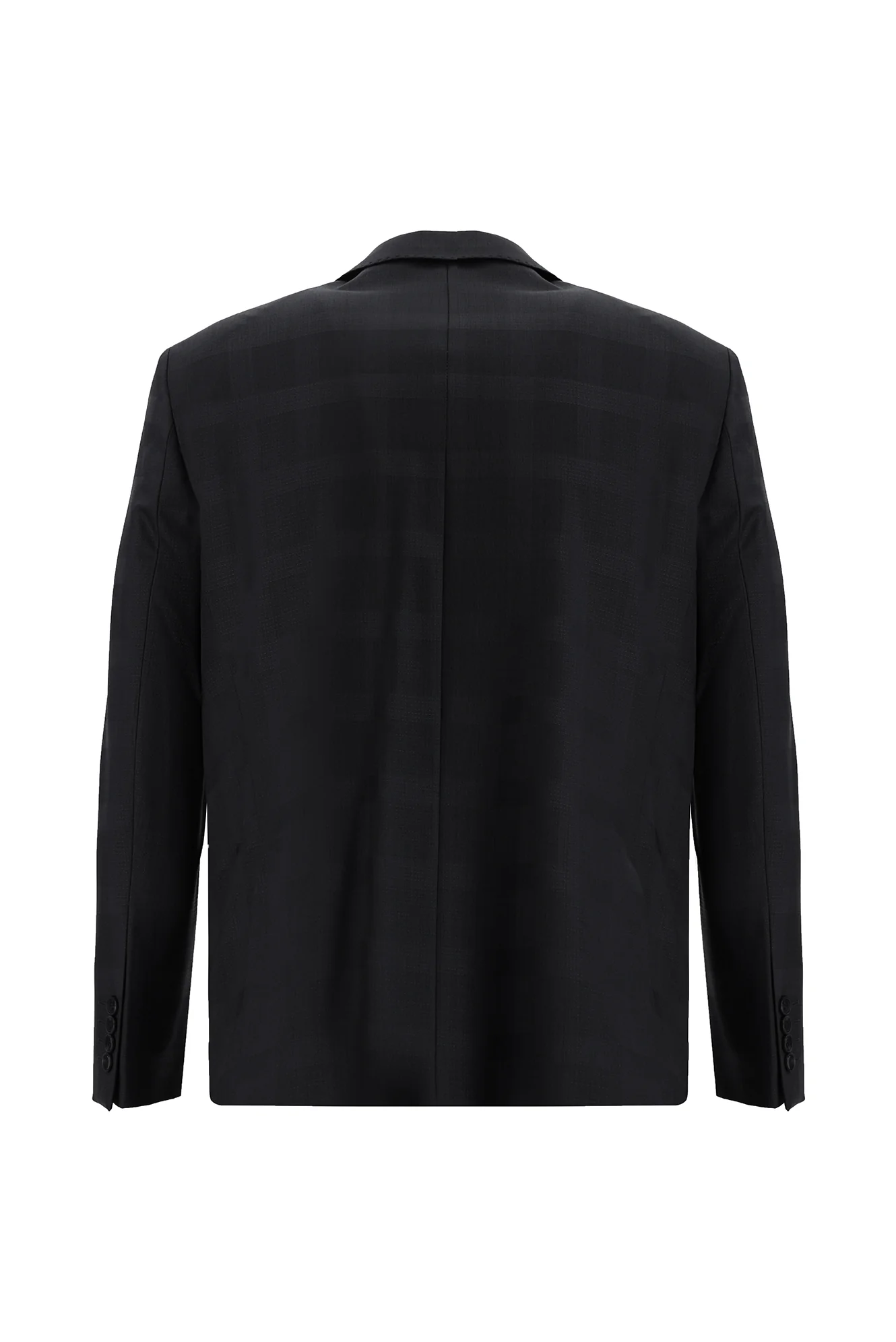 Siyah 4 Drop Relaxed Fit Rahat Kesim Yünlü Ekose Takım Elbise - Image 3