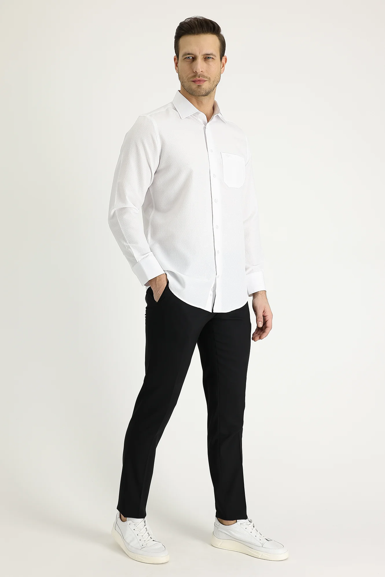 Siyah 4 Drop Relaxed Fit Rahat Kesim Yünlü Klasik Kumaş Pantolon