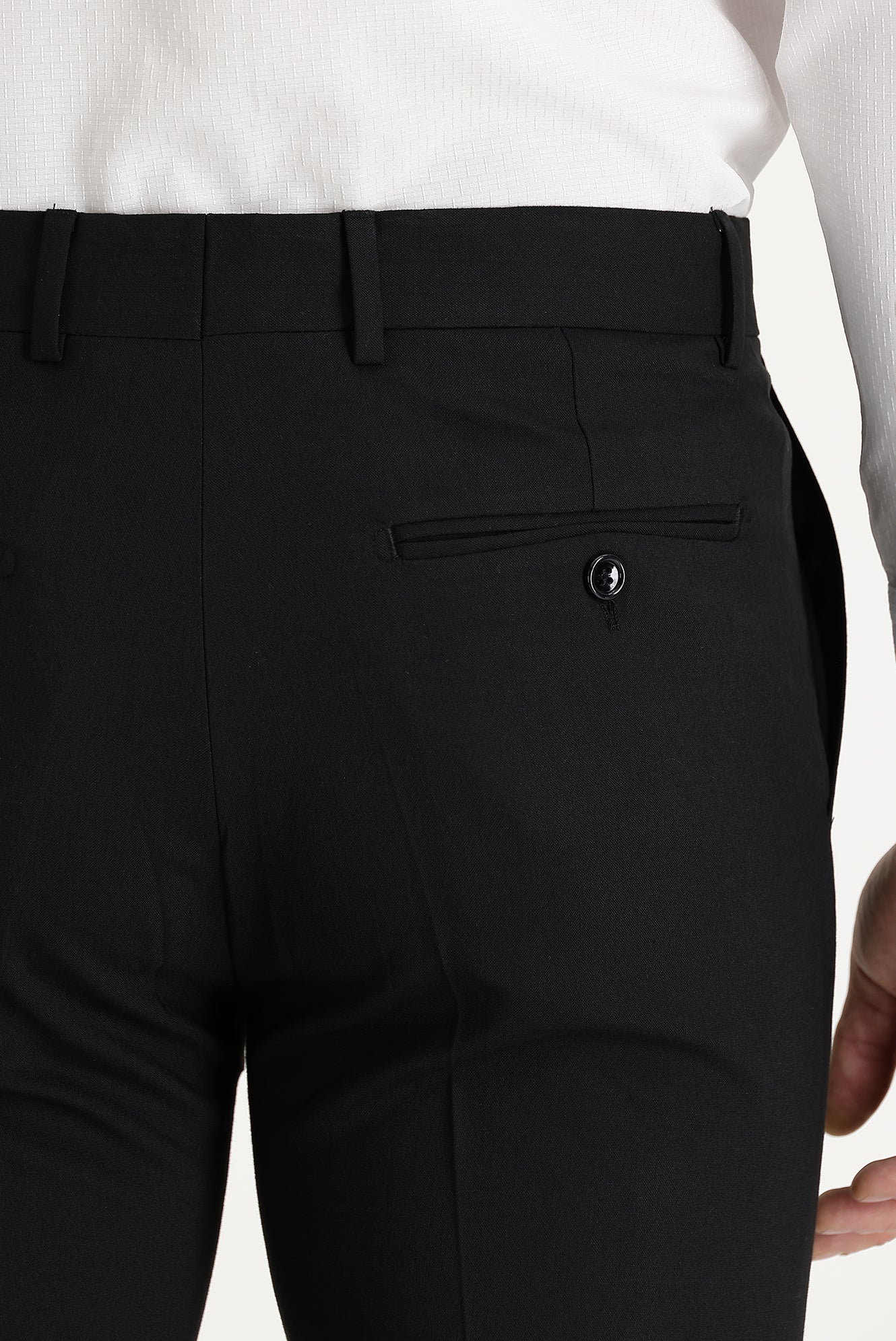 Siyah 4 Drop Relaxed Fit Rahat Kesim Yünlü Klasik Kumaş Pantolon - Image 5