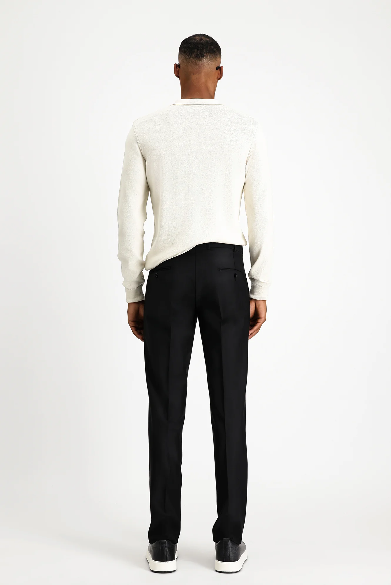 Siyah 4 Drop Relaxed Fit Rahat Kesim Yünlü Klasik Kumaş Pantolon - Image 5