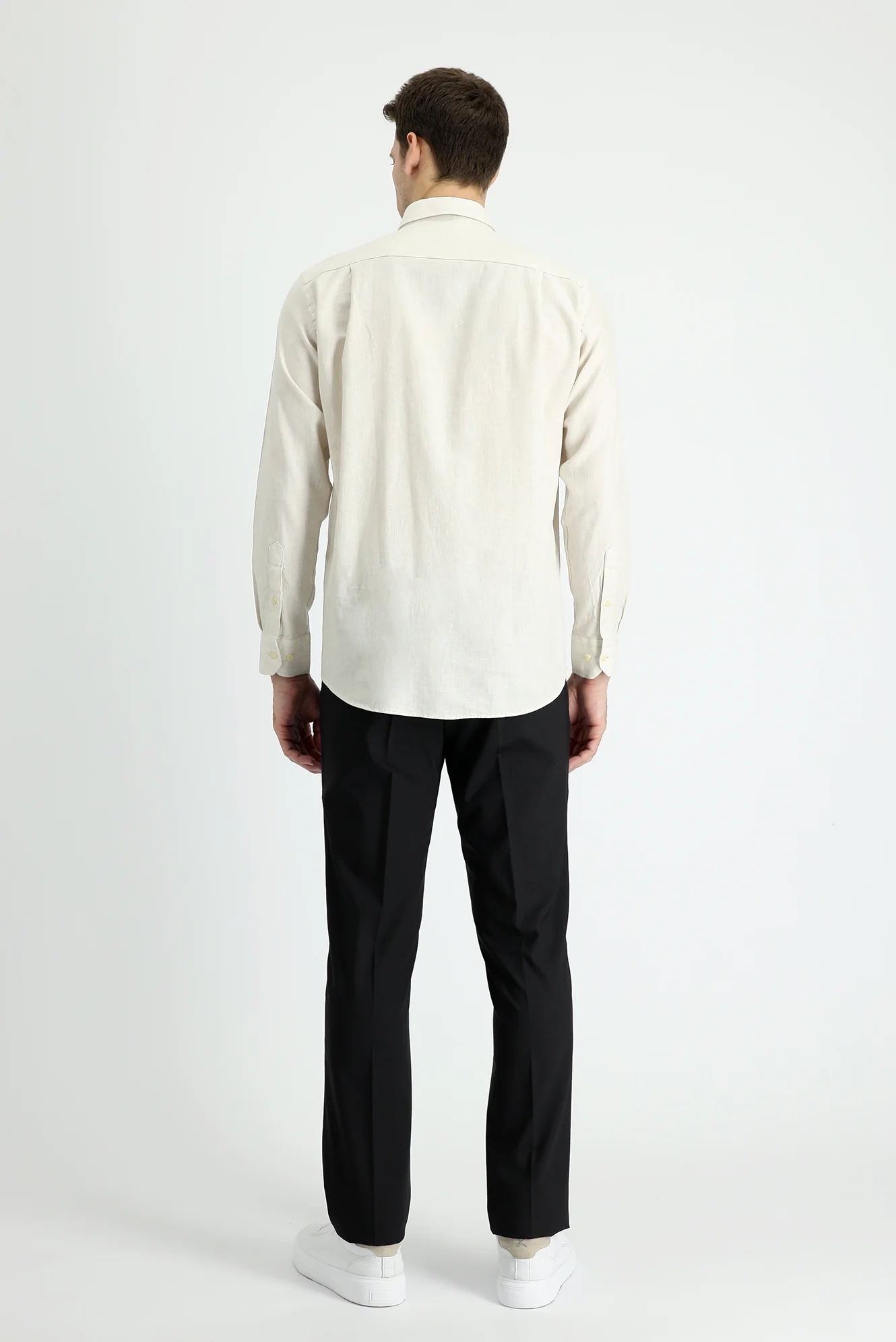 Siyah 4 Drop Relaxed Fit Rahat Kesim Yünlü Klasik Kumaş Pantolon - Image 3