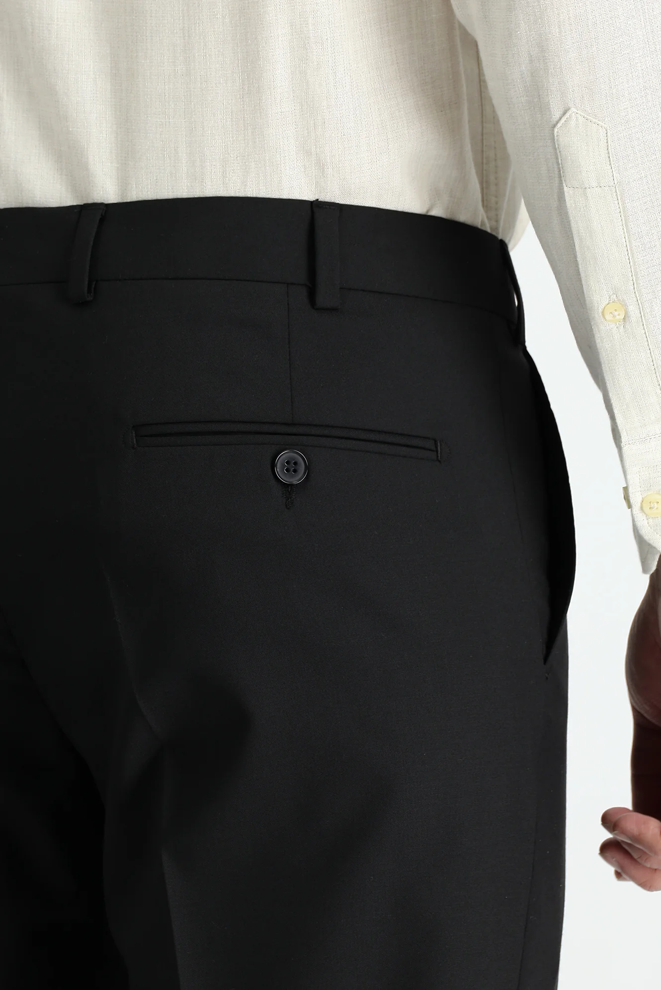 Siyah 4 Drop Relaxed Fit Rahat Kesim Yünlü Klasik Kumaş Pantolon - Image 4