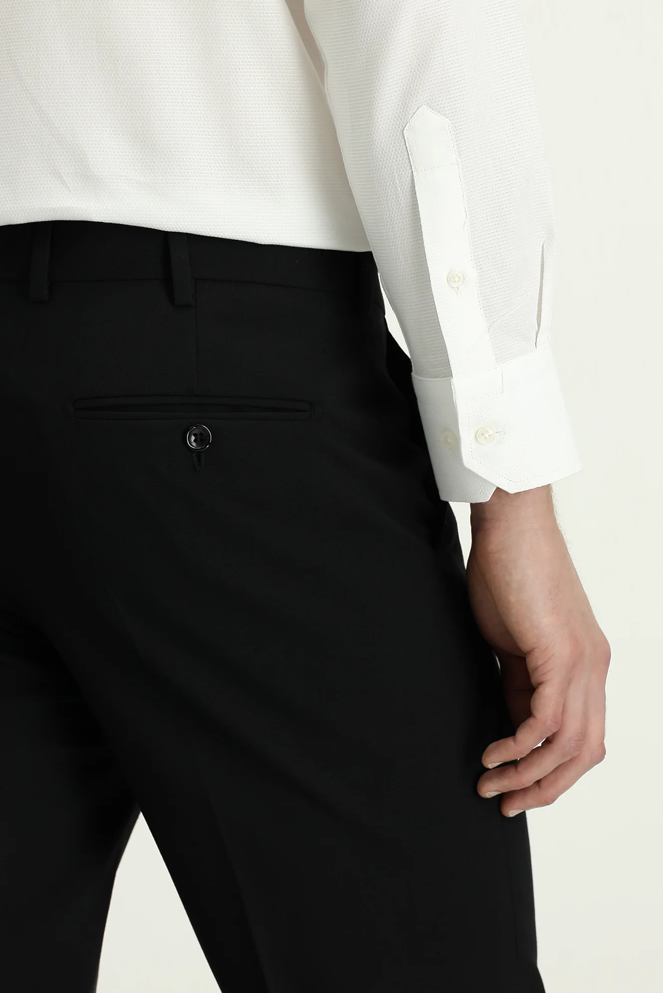 Siyah 4 Drop Relaxed Fit Rahat Kesim Yünlü Klasik Kumaş Pantolon - Image 6