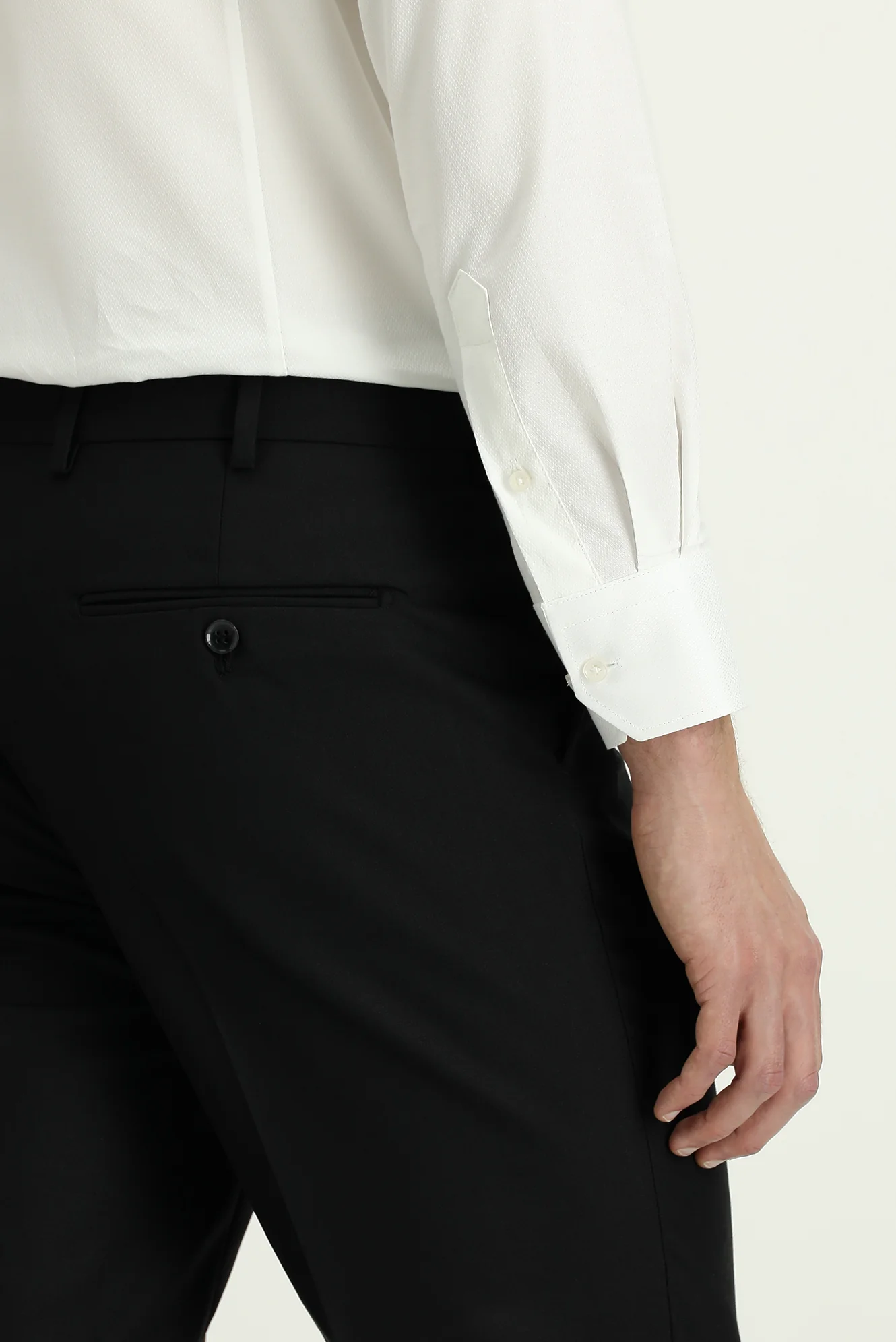 Siyah 4 Drop Relaxed Fit Rahat Kesim Yünlü Klasik Kumaş Pantolon - Image 6