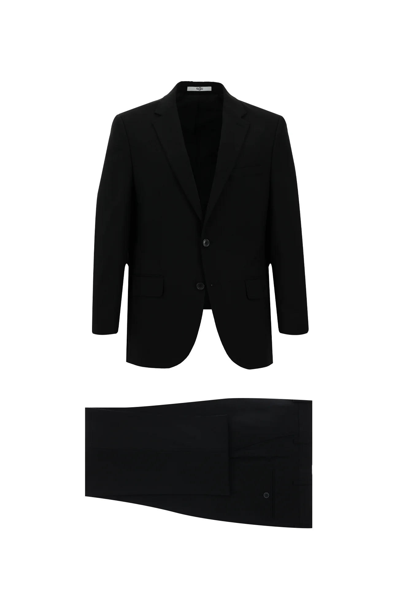 Siyah 4 Drop Relaxed Fit Rahat Kesim Yünlü Takım Elbise
