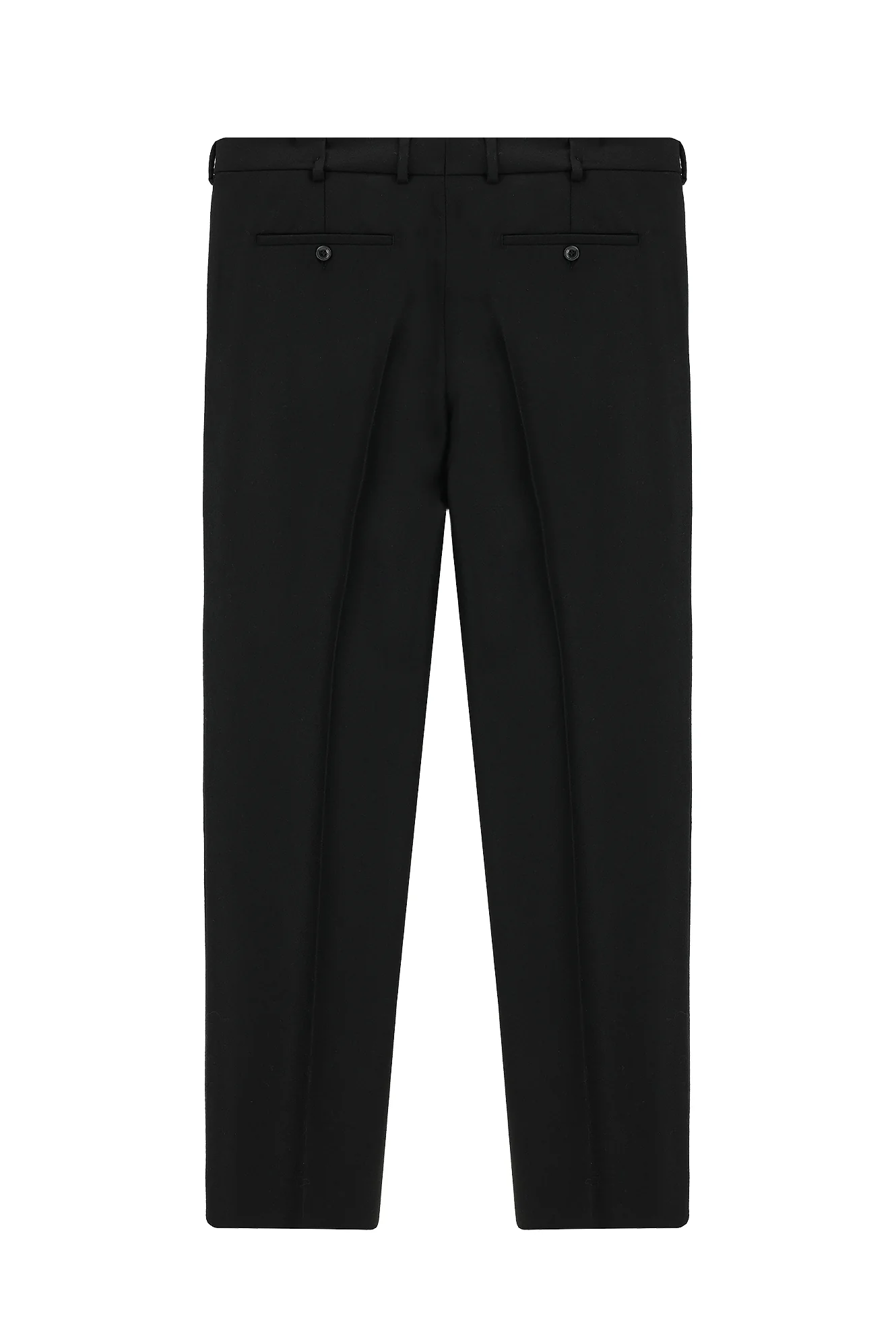 Siyah 4 Drop Relaxed Fit Rahat Kesim Yünlü Pileli Flanel Klasik Kumaş Pantolon - Image 2