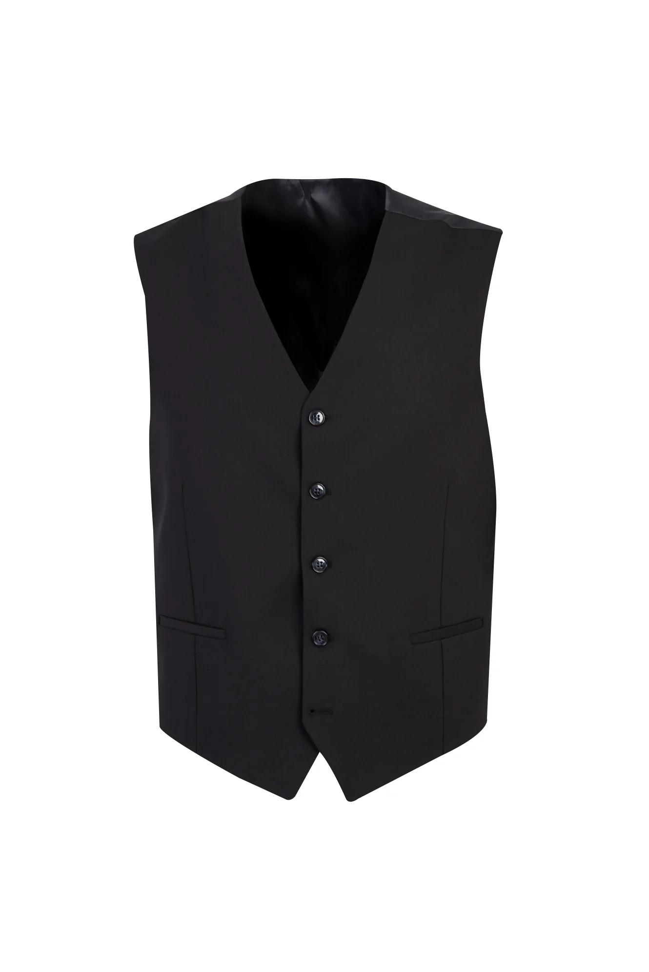 Siyah 4 Drop Relaxed Fit Rahat Kesim Yünlü Yelekli Takım Elbise - Image 4
