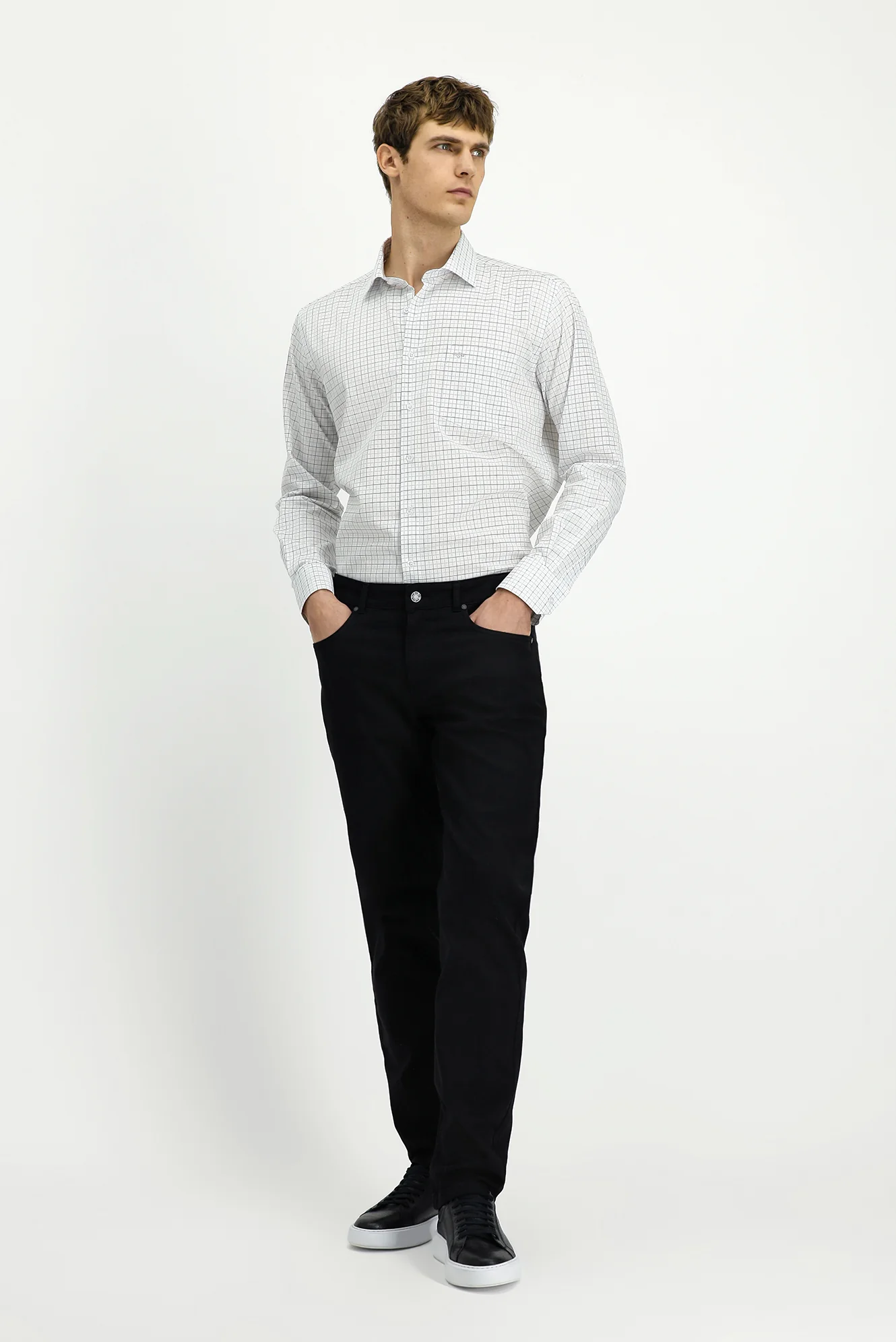 Siyah Regular Fit Standart Kesim Likralı Kanvas / Chino Pantolon
