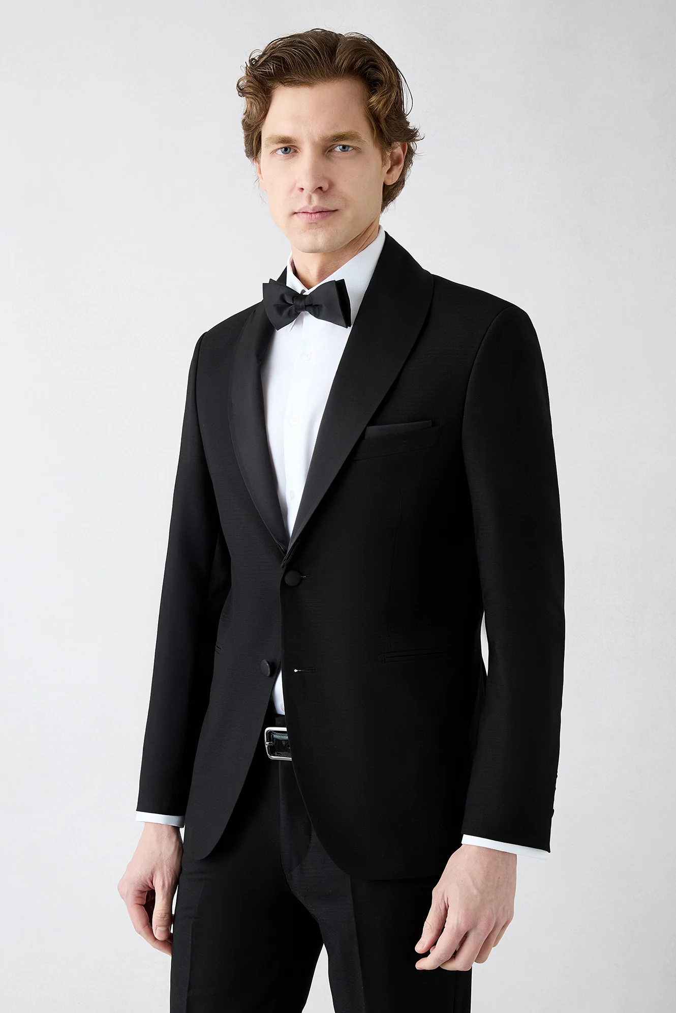 Siyah 7 Drop Slim Fit Dar Kesim Yelekli Smokin & Damatlık - Image 3