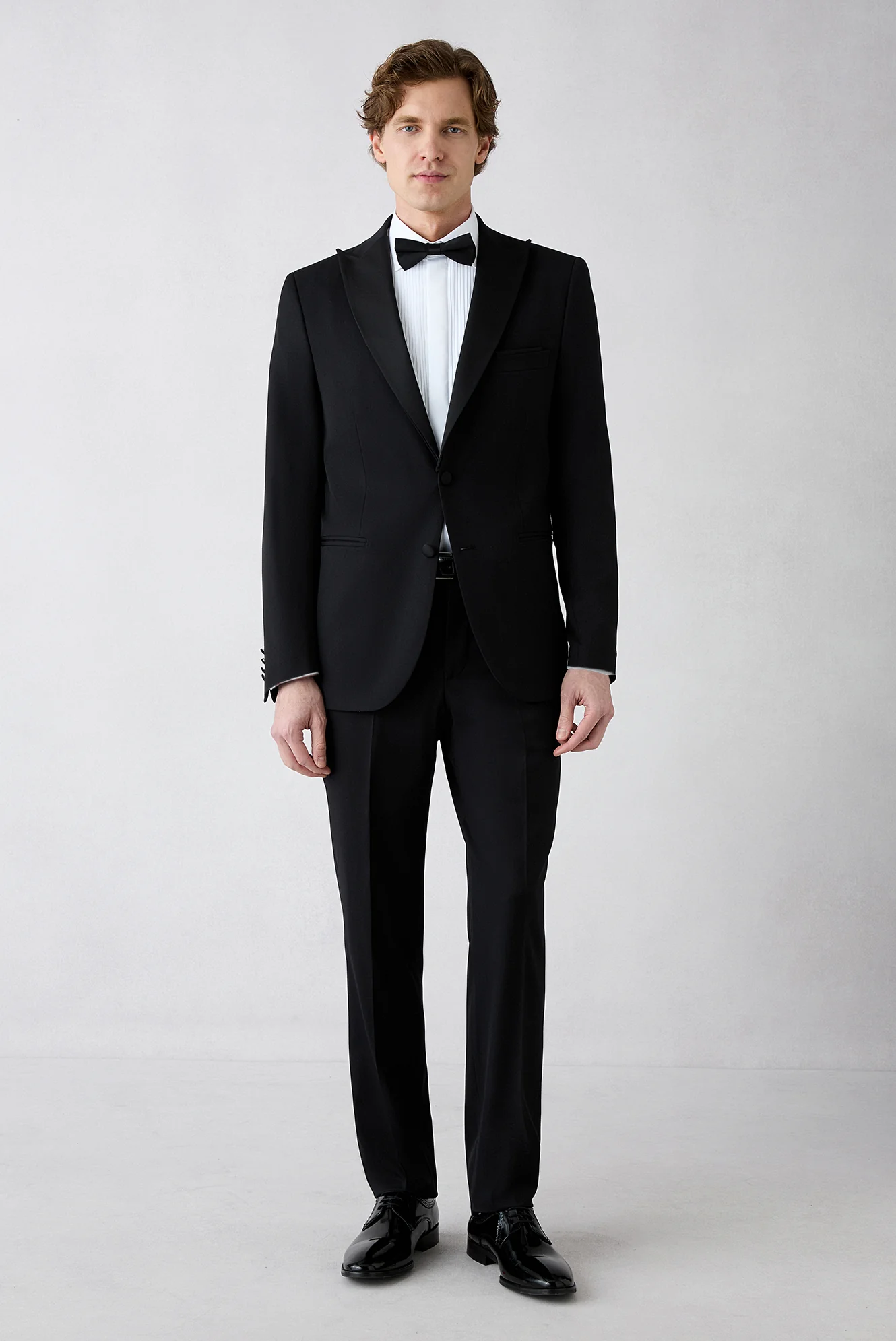 Siyah 7 Drop Slim Fit Dar Kesim Sivri Yaka Smokin & Damatlık - Image 2