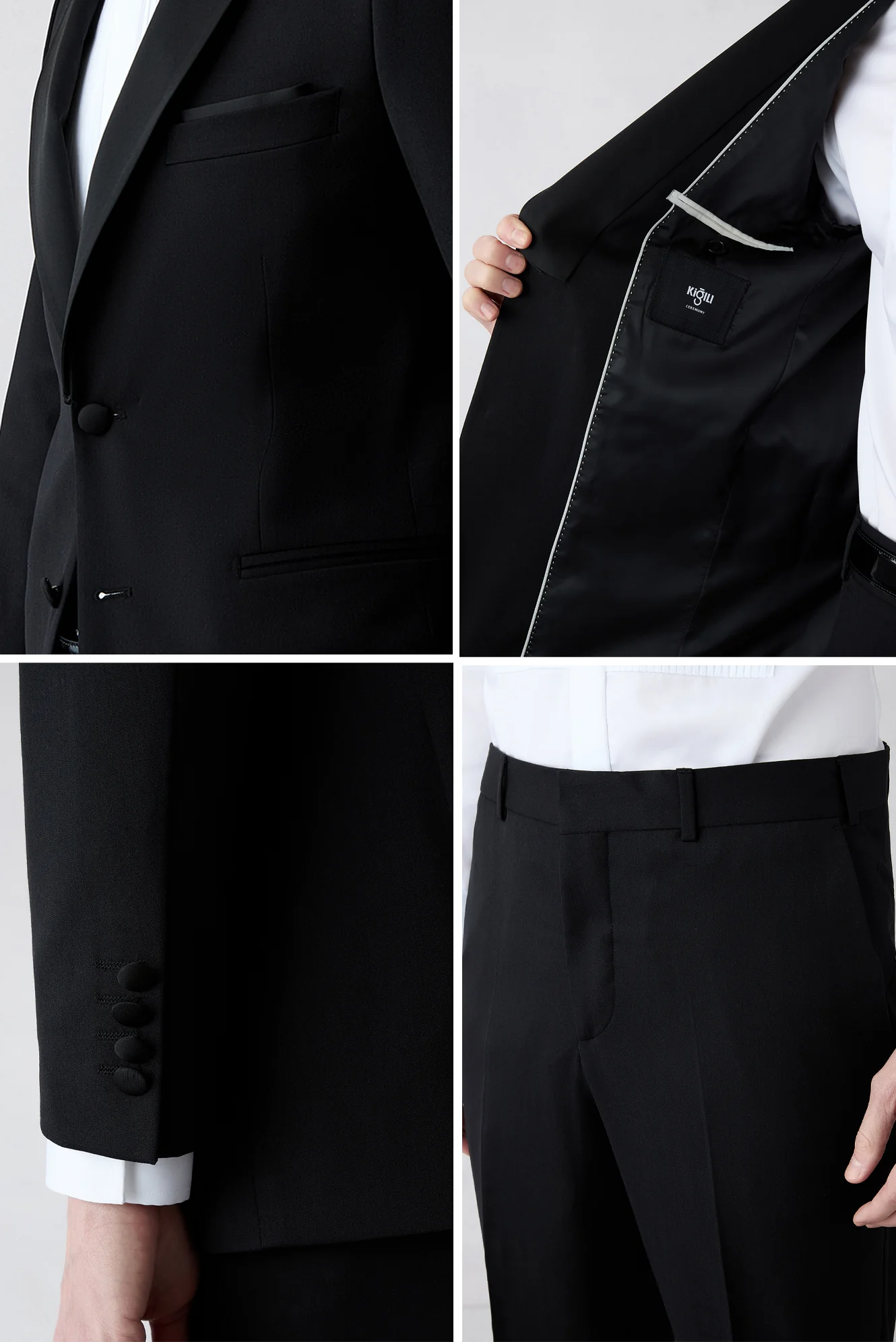 Siyah 6 Drop Regular Fit Standart Kesim Sivri Yaka Smokin & Damatlık - Image 4