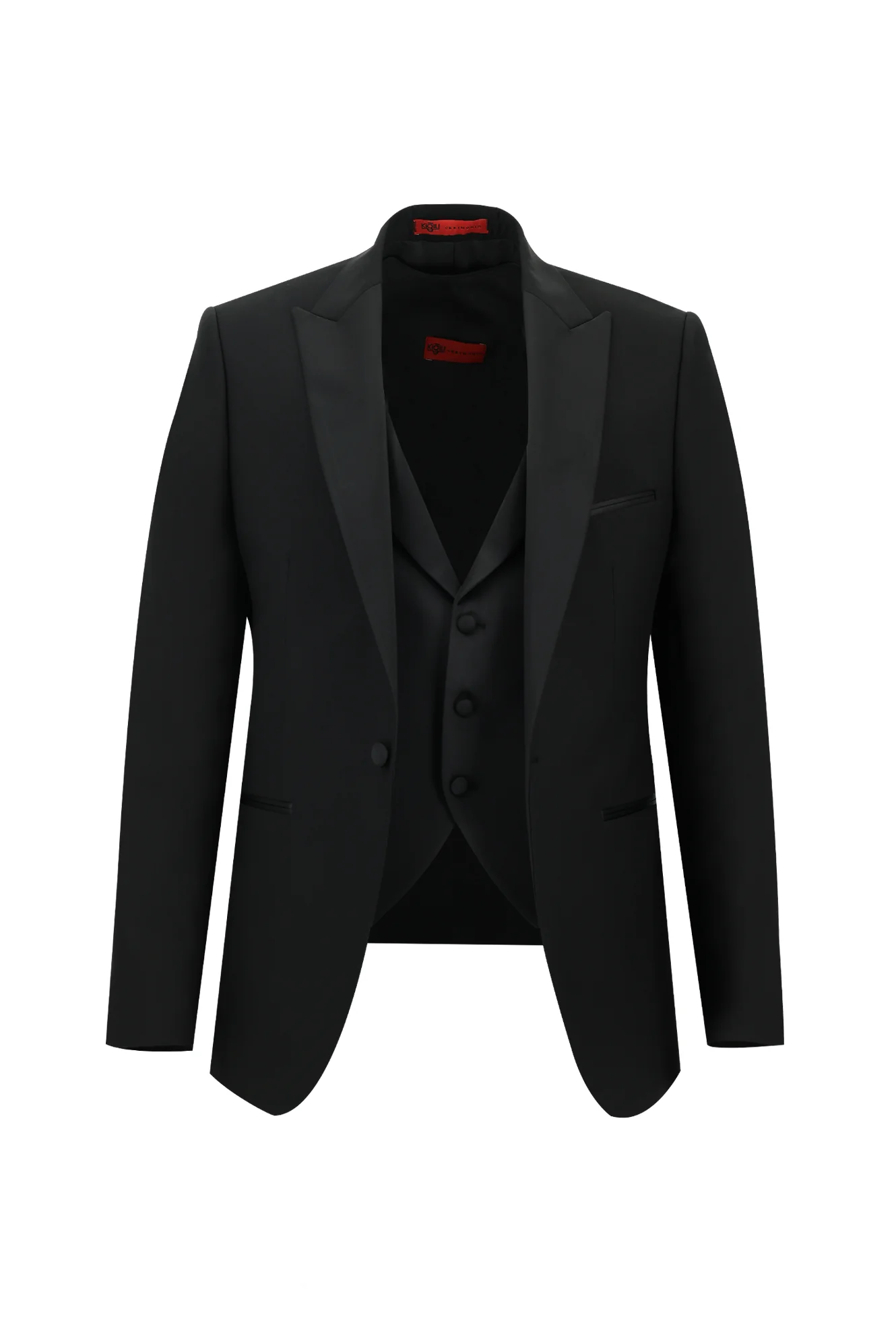 Siyah 7 Drop Slim Fit Dar Kesim Sivri Yaka Smokin & Damatlık - Image 2
