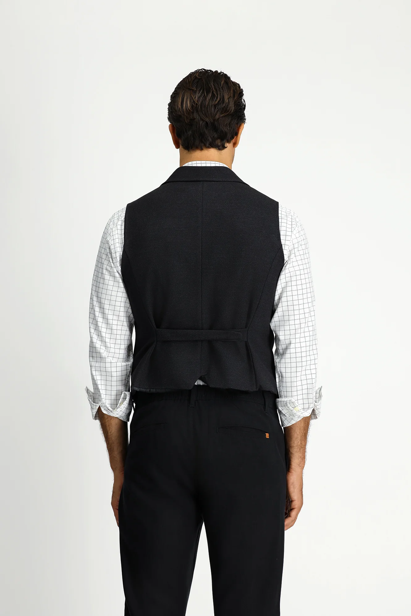 Siyah Slim Fit Dar Kesim Desenli Klasik Kruvaze Yelek - Image 5