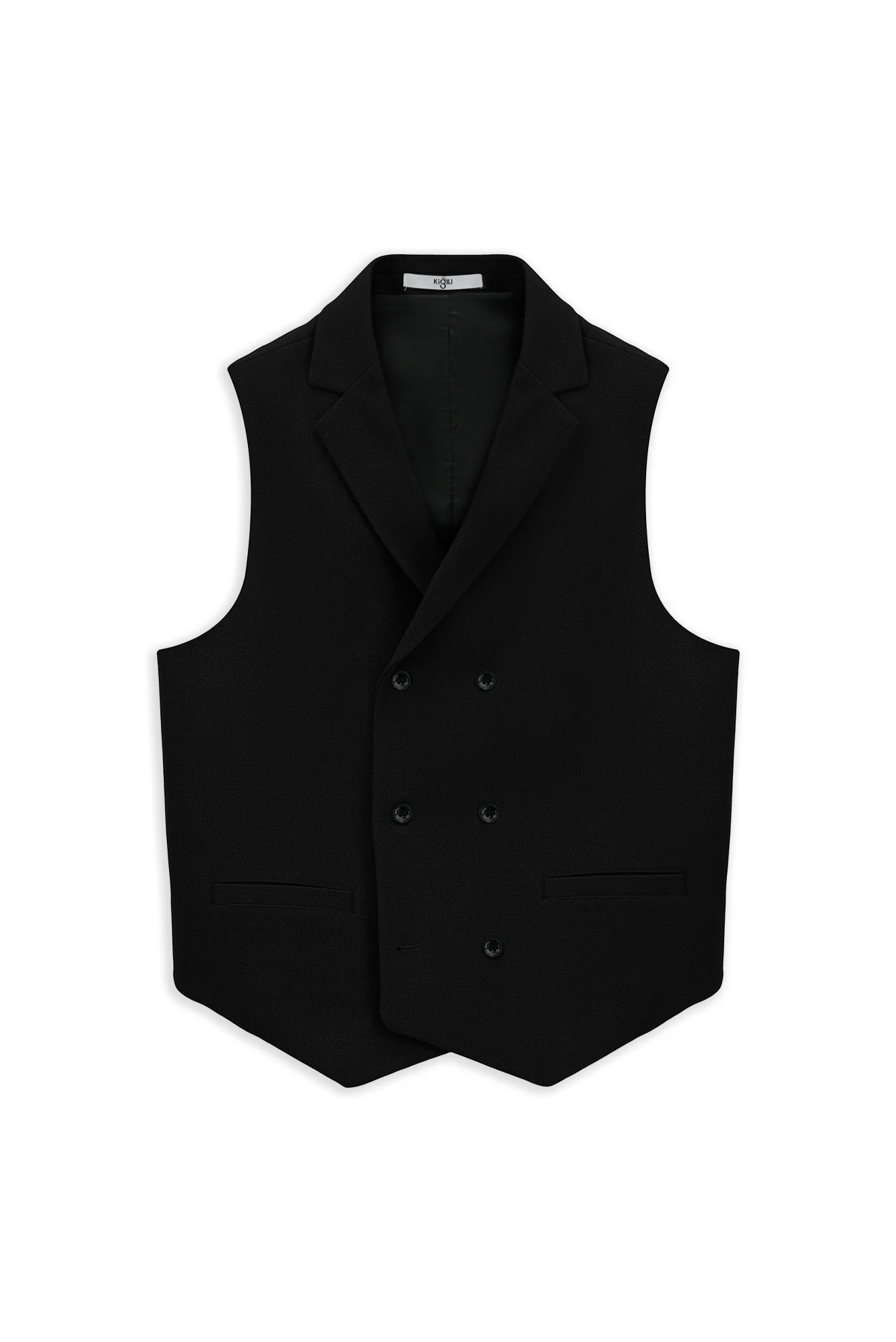 Siyah Slim Fit Dar Kesim Desenli Klasik Kruvaze Yelek - Image 8