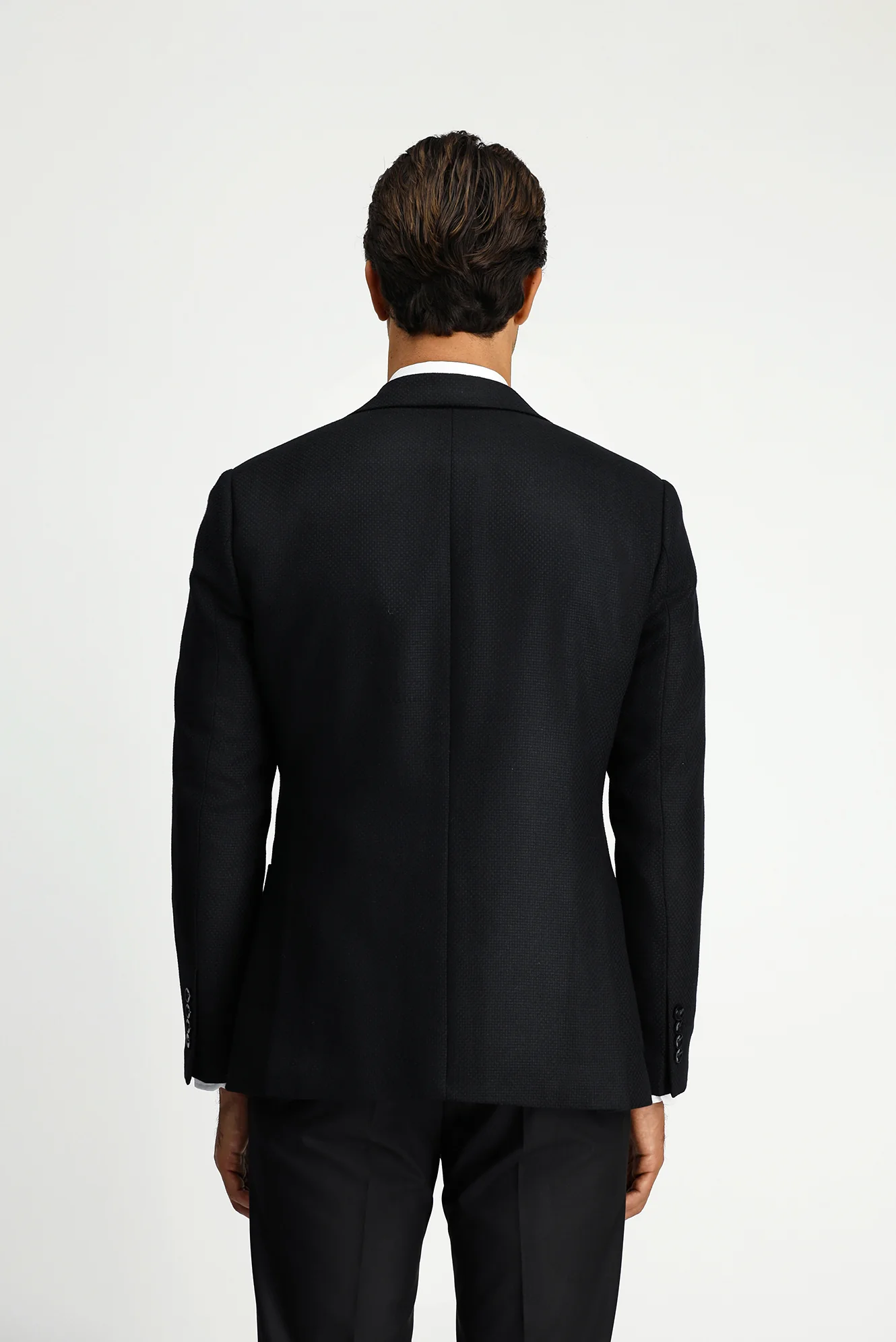 Siyah 7 Drop Slim Fit Dar Kesim Desenli Spor Yünlü Ceket - Image 5