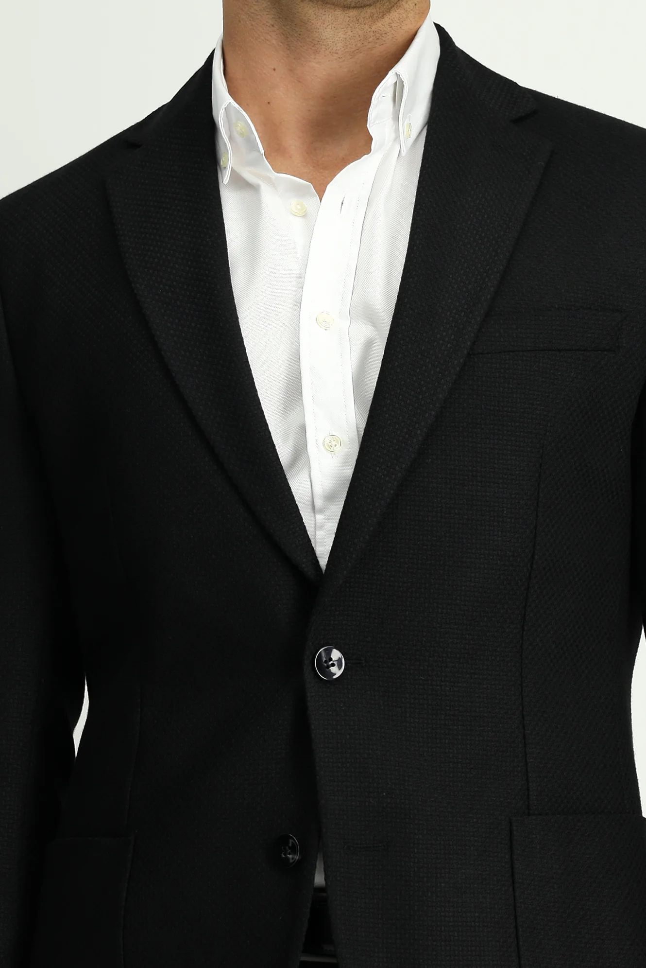 Siyah 7 Drop Slim Fit Dar Kesim Desenli Spor Yünlü Ceket - Image 6
