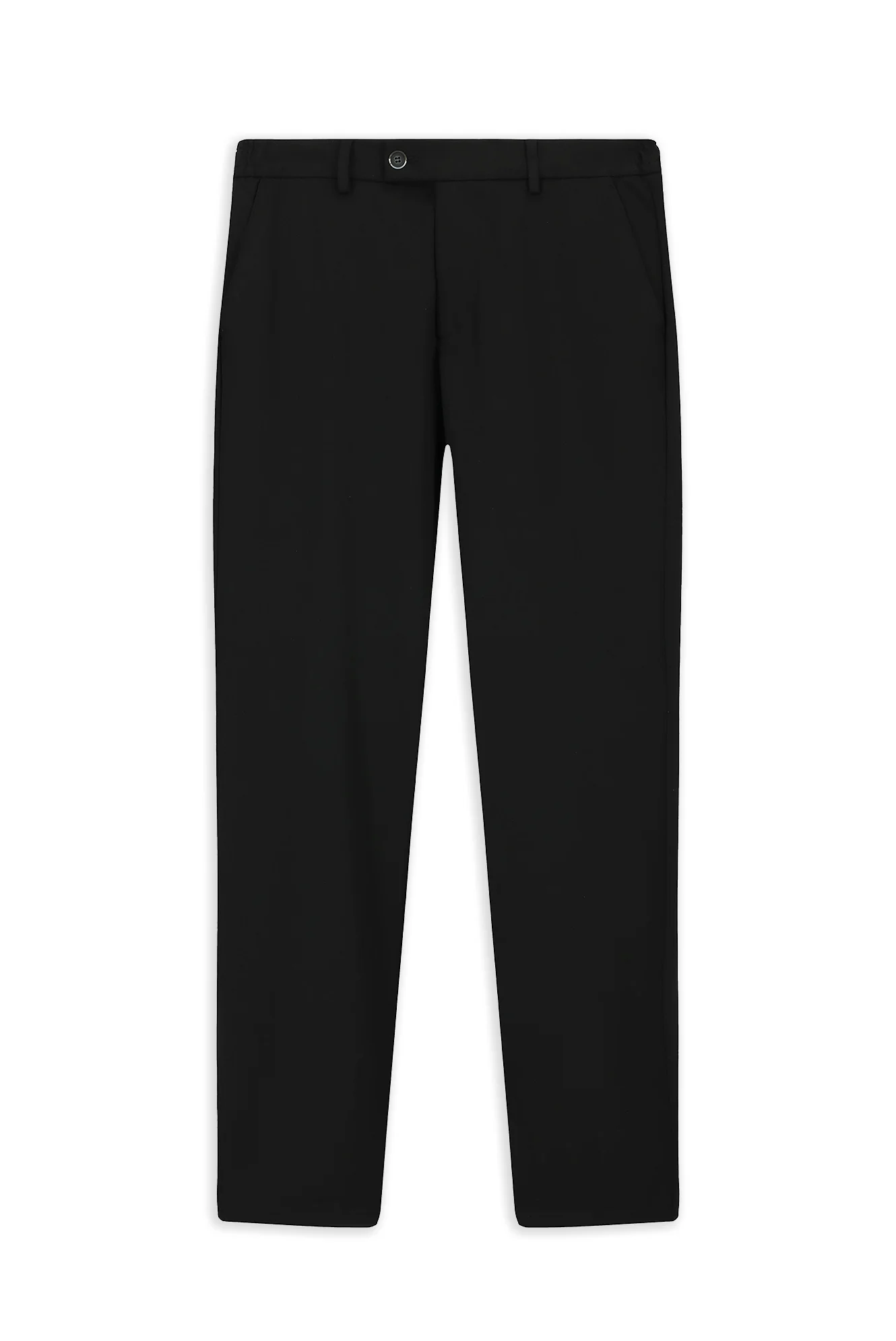 Siyah Slim Fit Dar Kesim Beli Lastikli Pamuklu Kanvas / Chino Pantolon