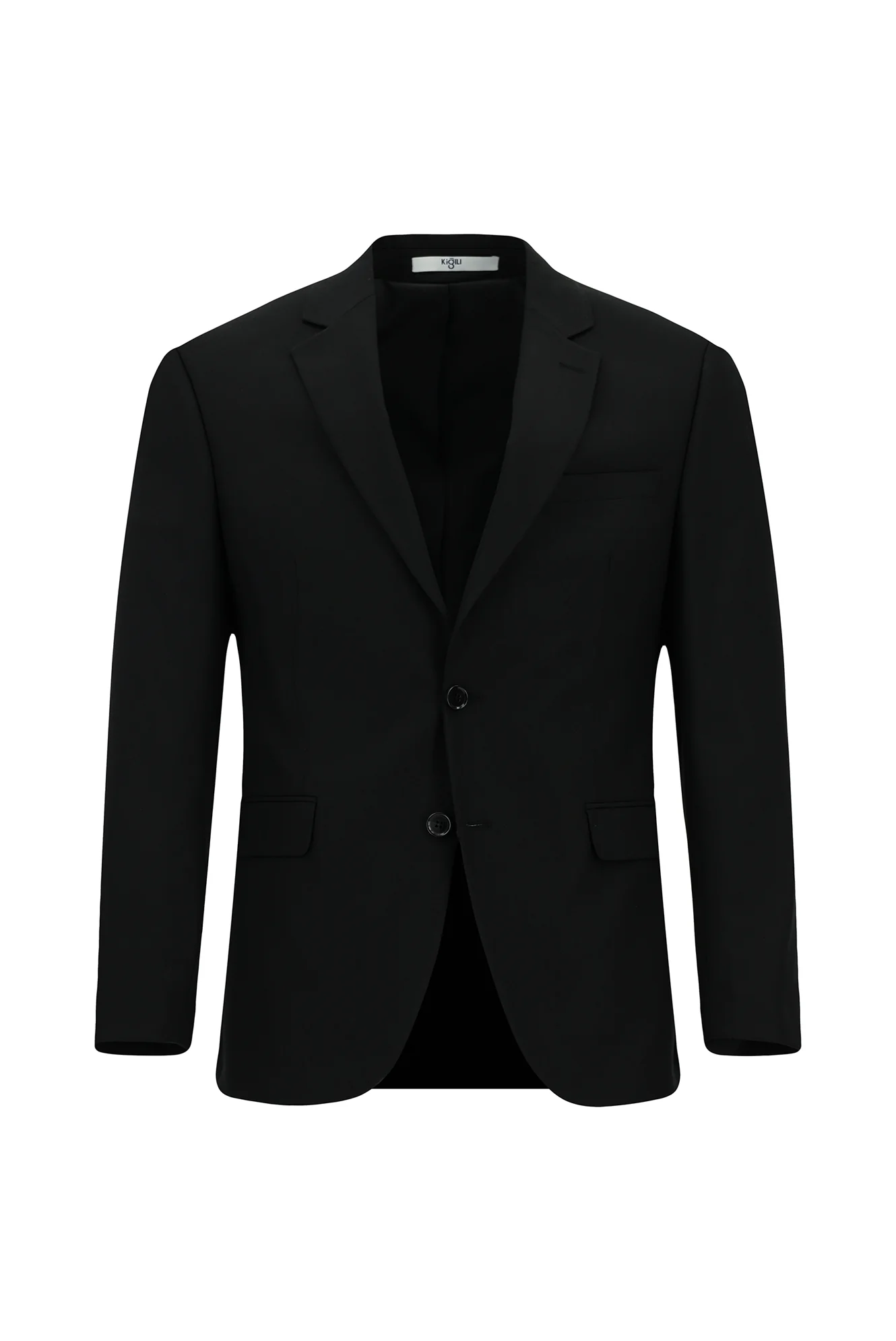 Siyah 7 Drop Slim Fit Dar Kesim Beli Lastikli İpli Gofreli Likralı Takım Elbise - Image 2