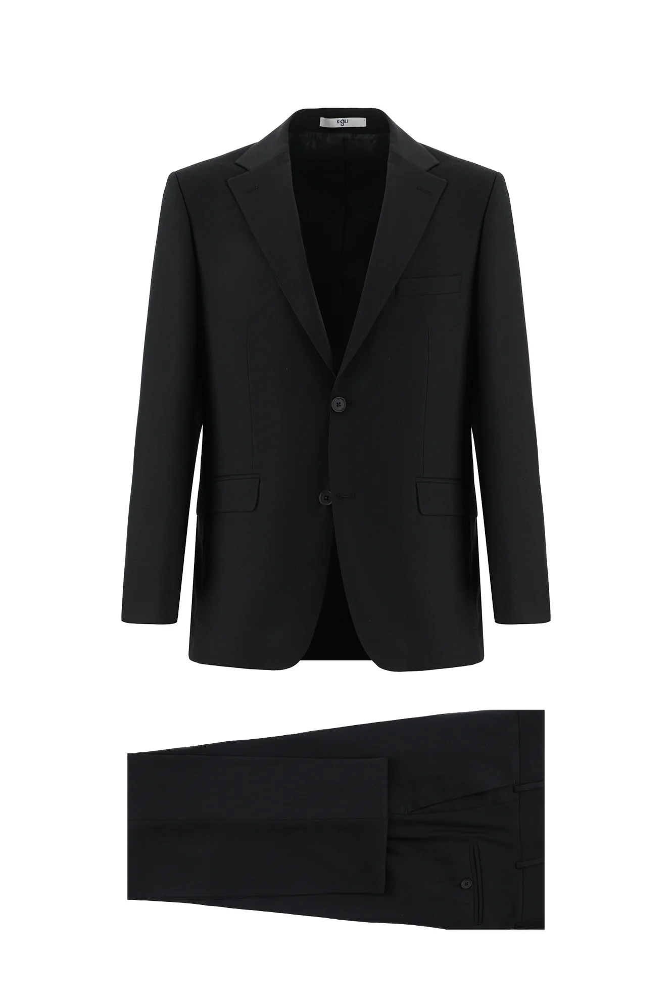 Siyah 7 Drop Slim Fit Dar Kesim Beli Lastikli İpli Takım Elbise