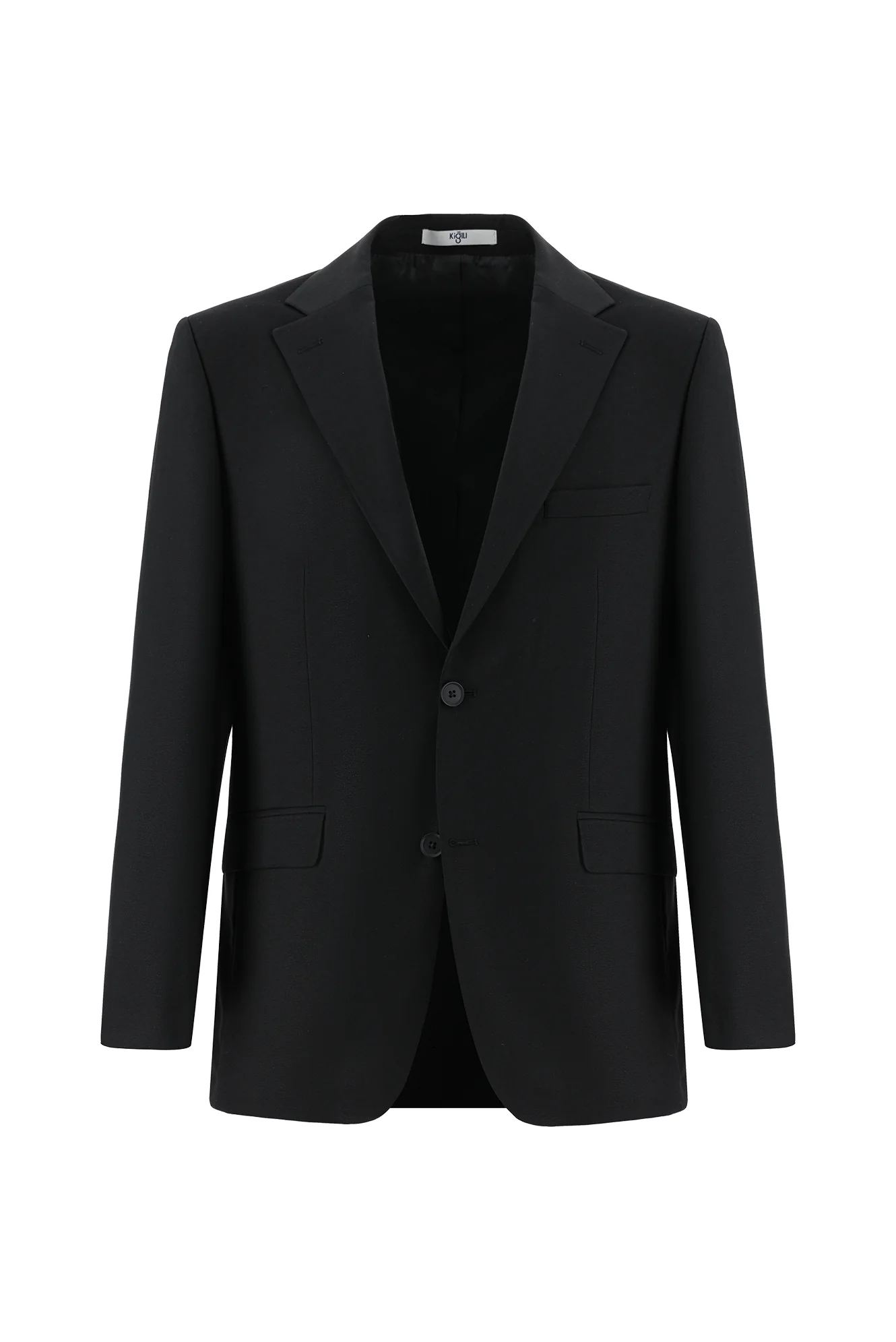 Siyah 7 Drop Slim Fit Dar Kesim Beli Lastikli İpli Takım Elbise - Image 2