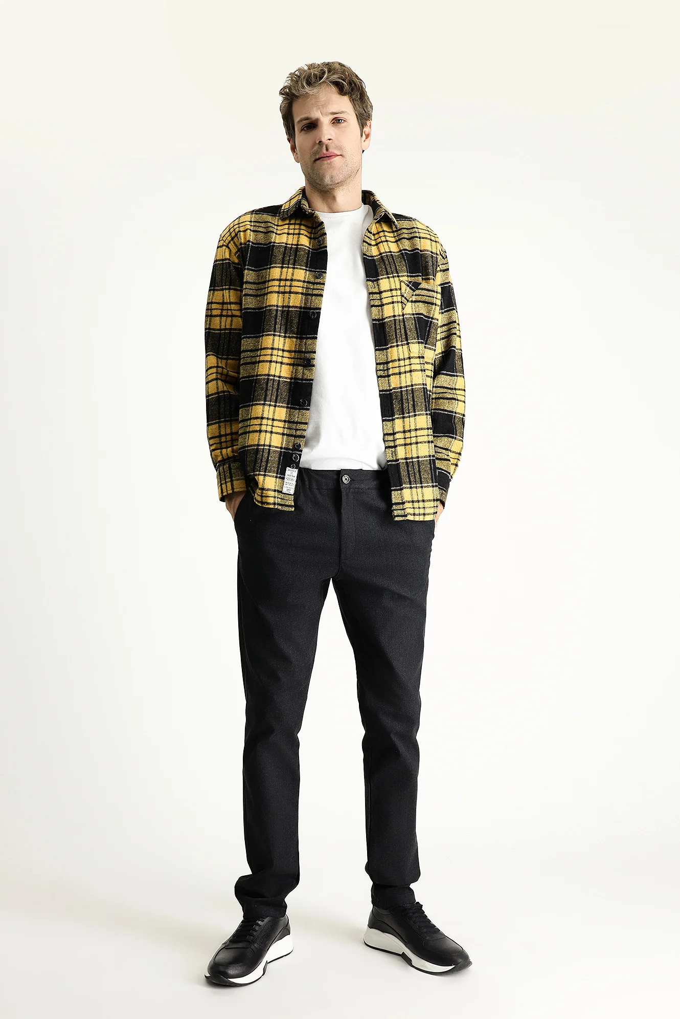 Siyah Slim Fit Dar Kesim Beli Lastikli Likralı Kanvas / Chino Pantolon