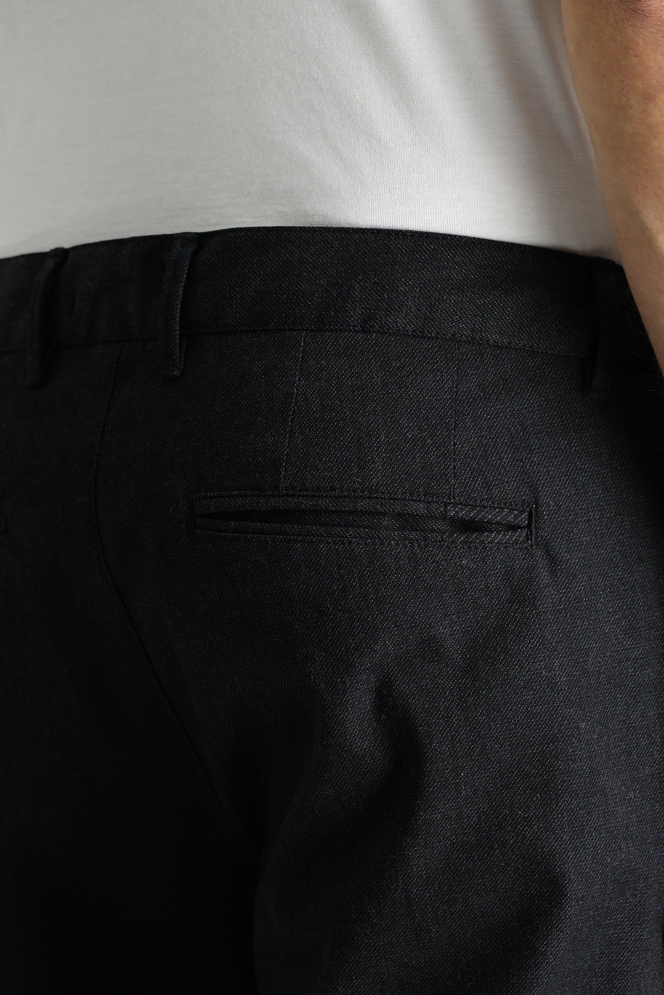 Siyah Slim Fit Dar Kesim Beli Lastikli Likralı Kanvas / Chino Pantolon - Image 5