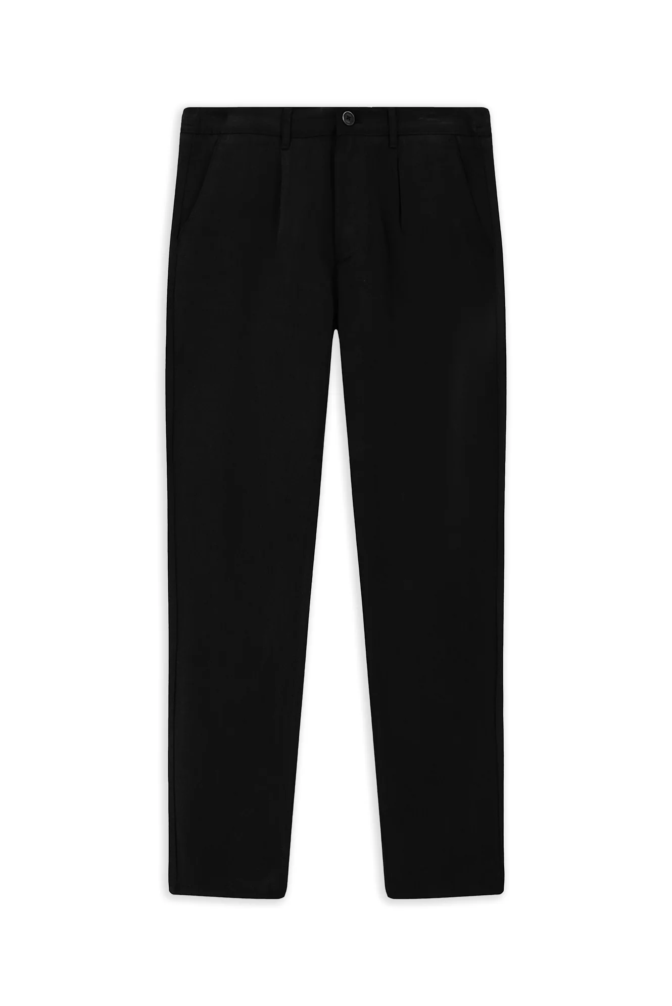 Siyah Slim Fit Dar Kesim Beli Lastikli Lyocell Kanvas / Chino Pantolon - Image 7