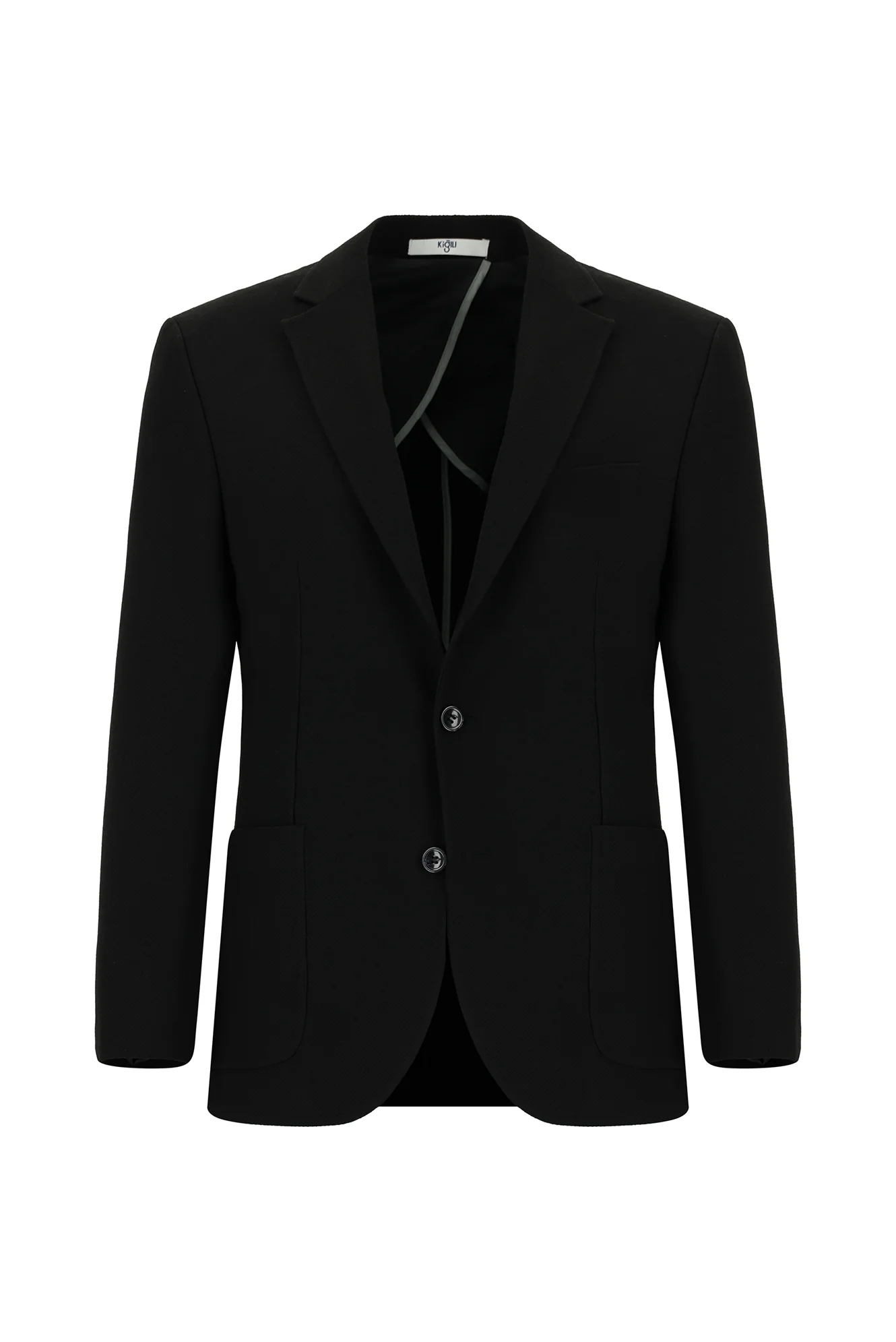 Siyah 7 Drop Slim Fit Dar Kesim Çizgili Beli Lastikli İpli Takım Elbise - Image 2