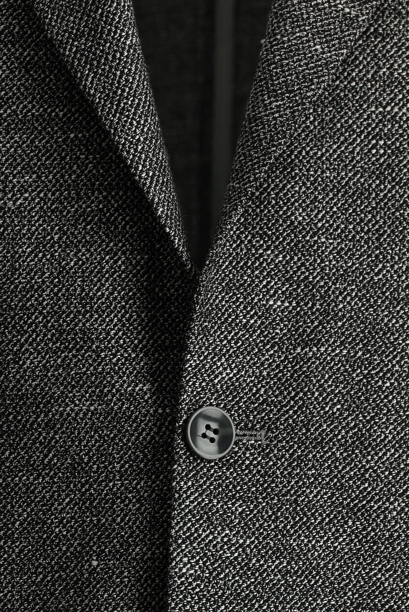 Siyah 7 Drop Slim Fit Dar Kesim Desenli Keten Karışımlı Ceket - Image 3