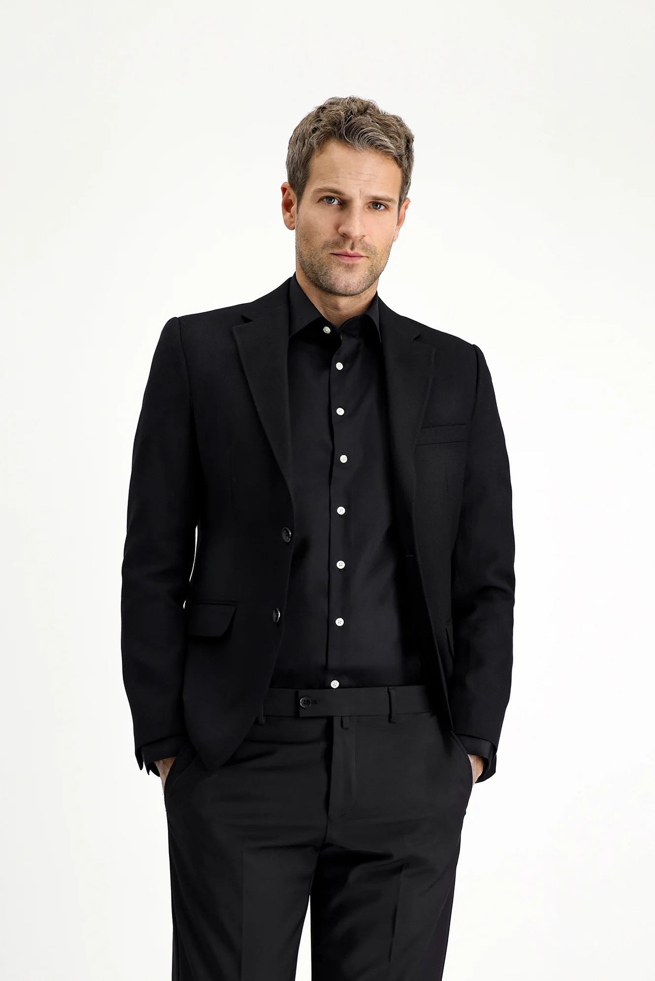 Siyah 7 Drop Slim Fit Dar Kesim Desenli Klasik Ceket