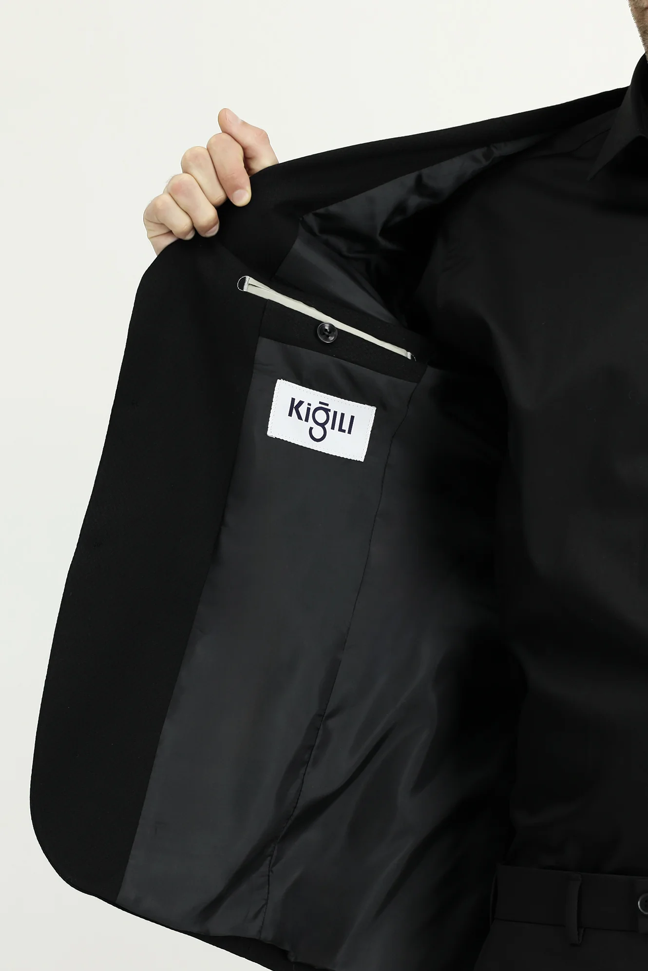 Siyah 7 Drop Slim Fit Dar Kesim Desenli Klasik Ceket - Image 6