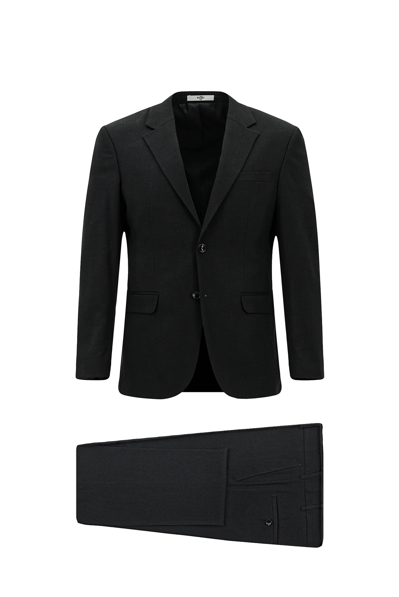 Siyah 7 Drop Slim Fit Dar Kesim Desenli Takım Elbise